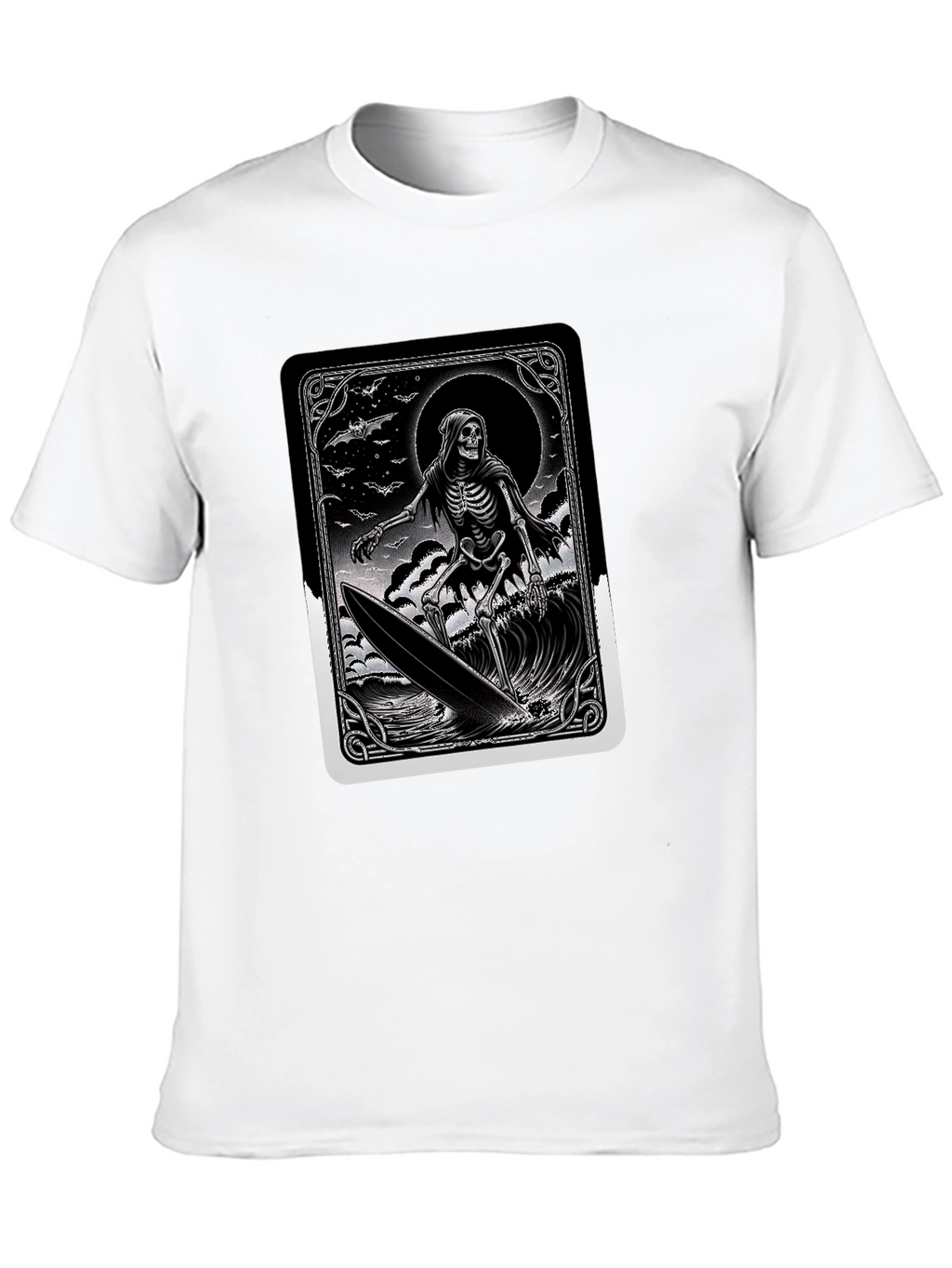 Grim Reaper Surfer Graphic Tee - Black Cotton