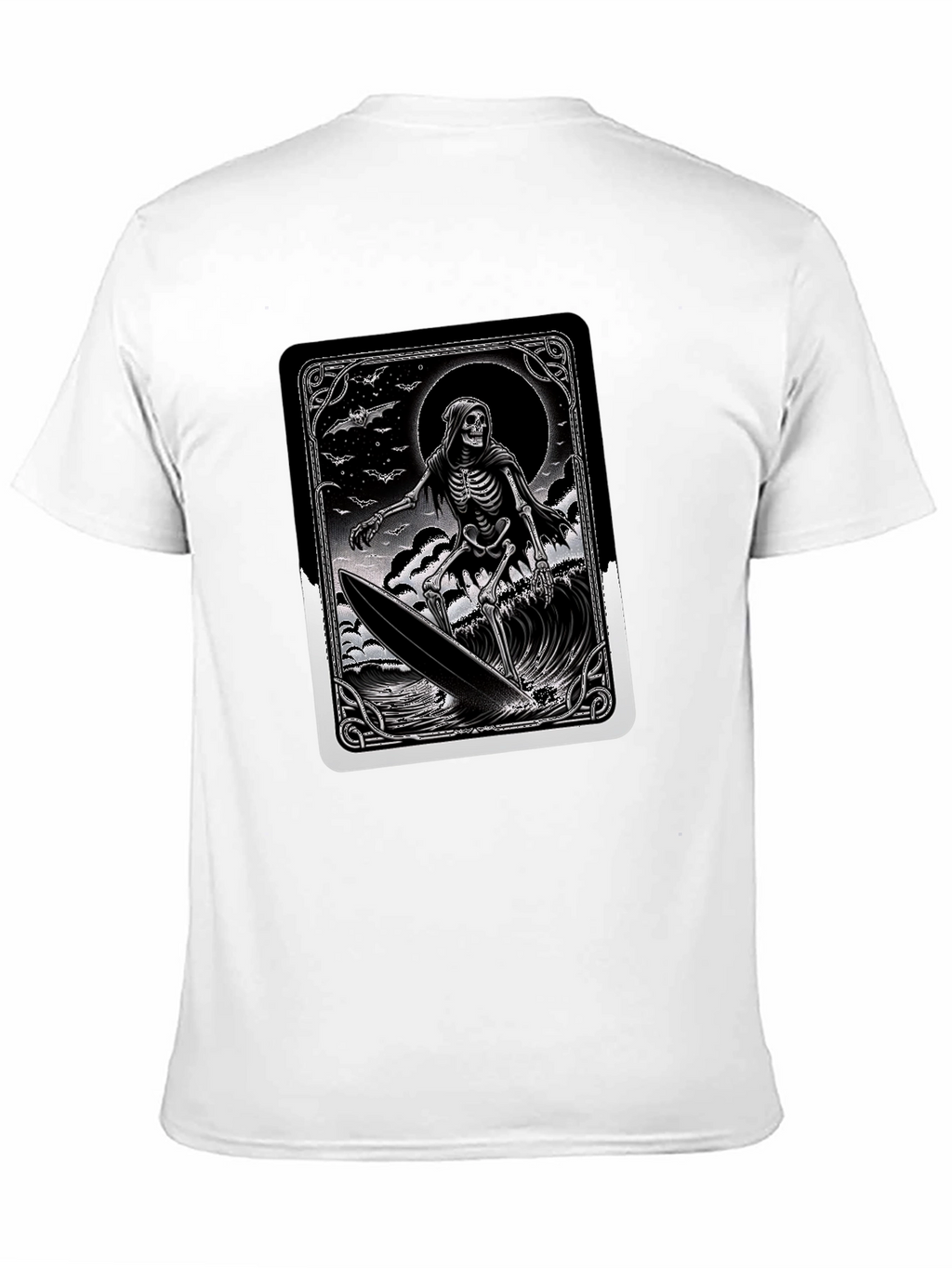 Grim Reaper Surfer Graphic Tee - Black Cotton