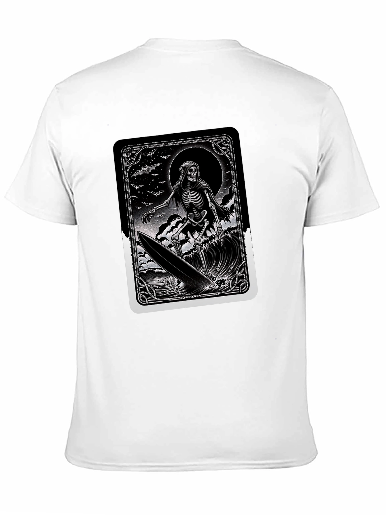 Grim Reaper Surfer Graphic Tee - Black Cotton
