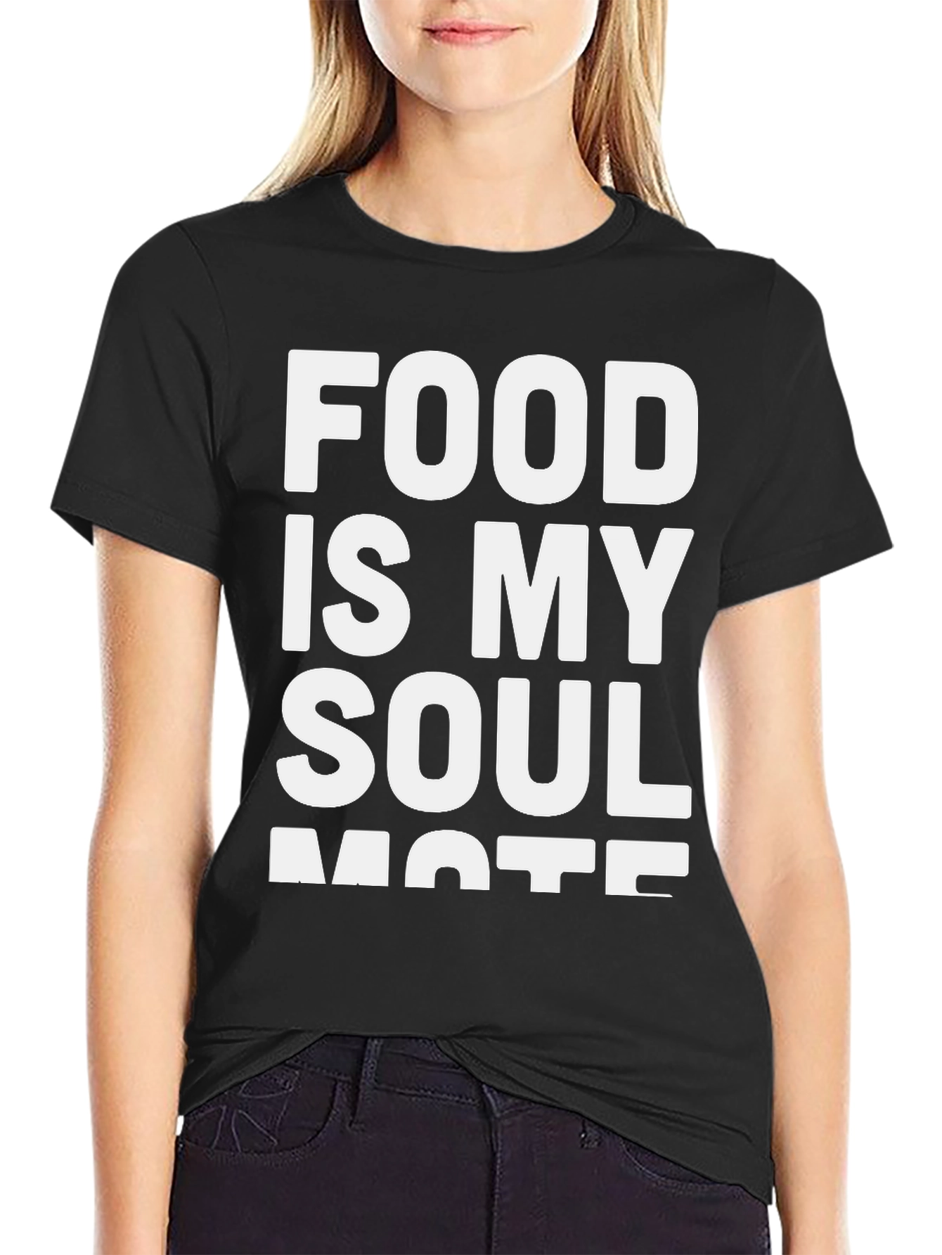 Food Is My Soulmate Black Graphic T-Shirt