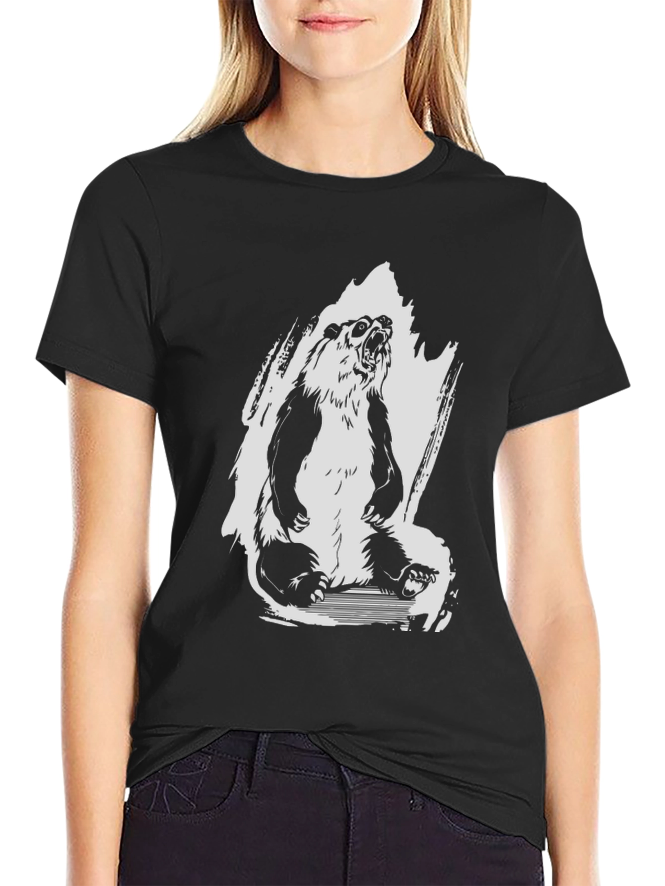 Mens Black Panda Graphic Tee