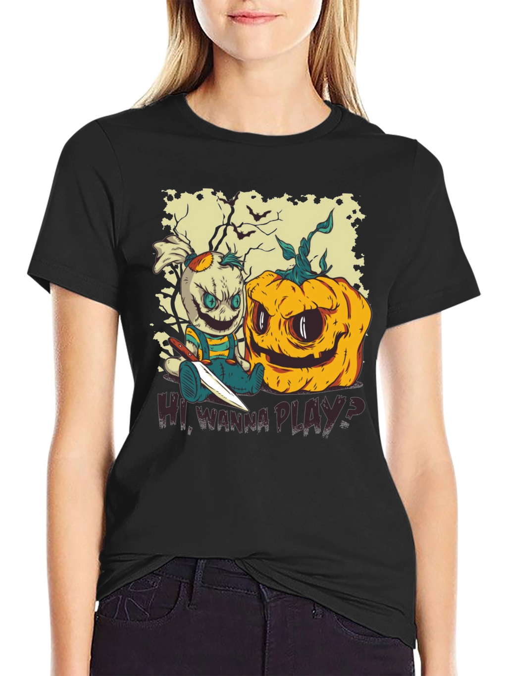 Creepy Halloween T-Shirt - Wanna Play?