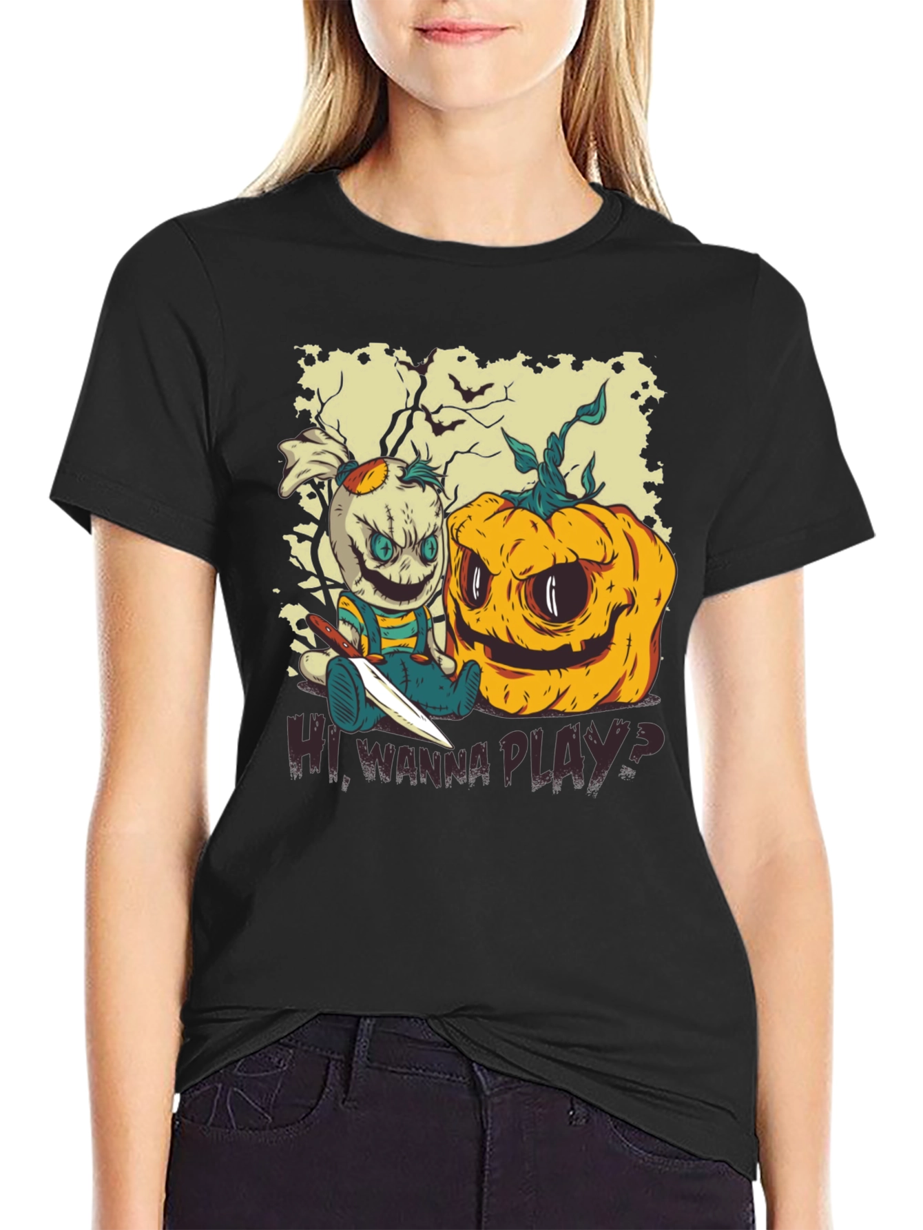 Creepy Halloween T-Shirt - Wanna Play?
