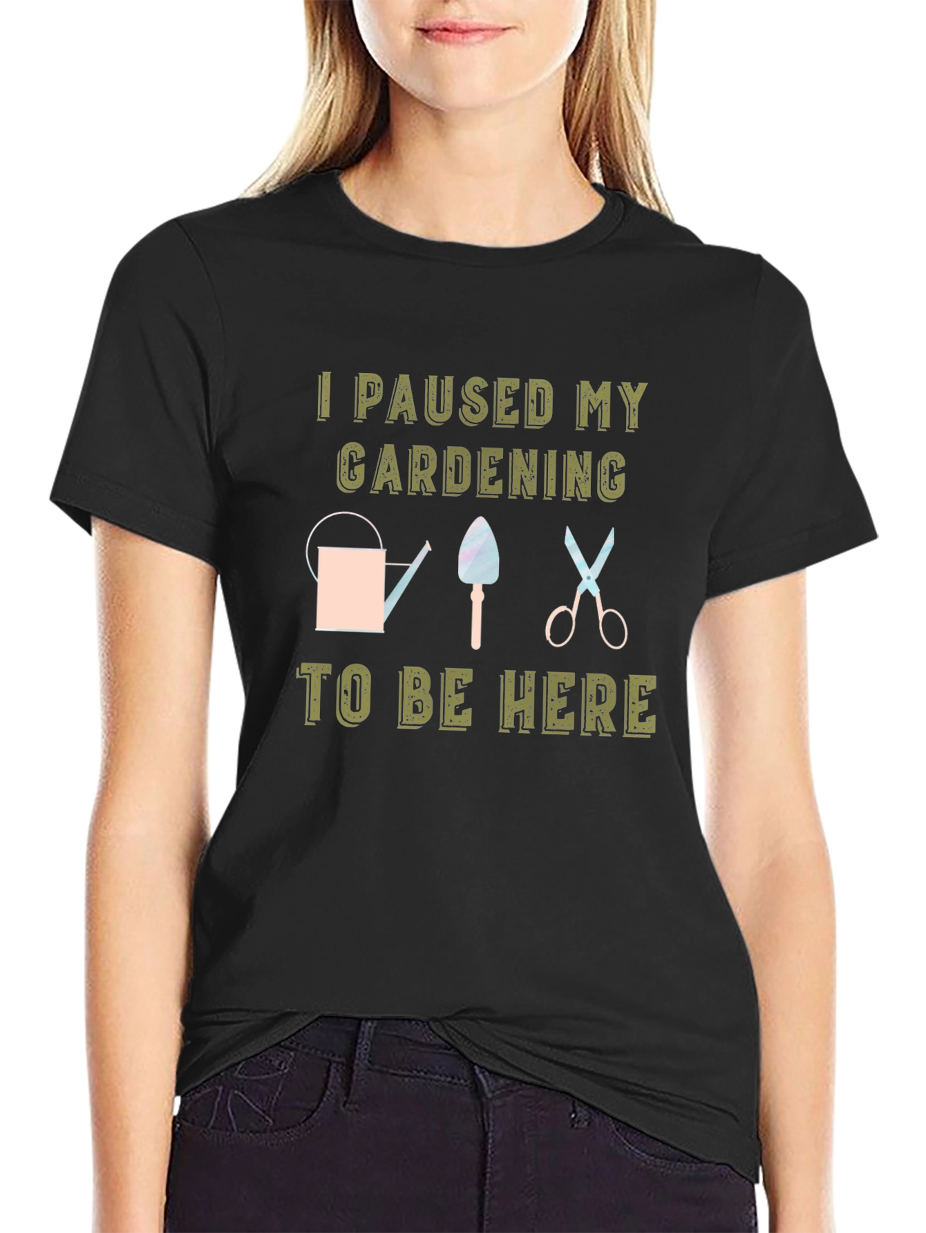 Gardening Pause Black T-Shirt