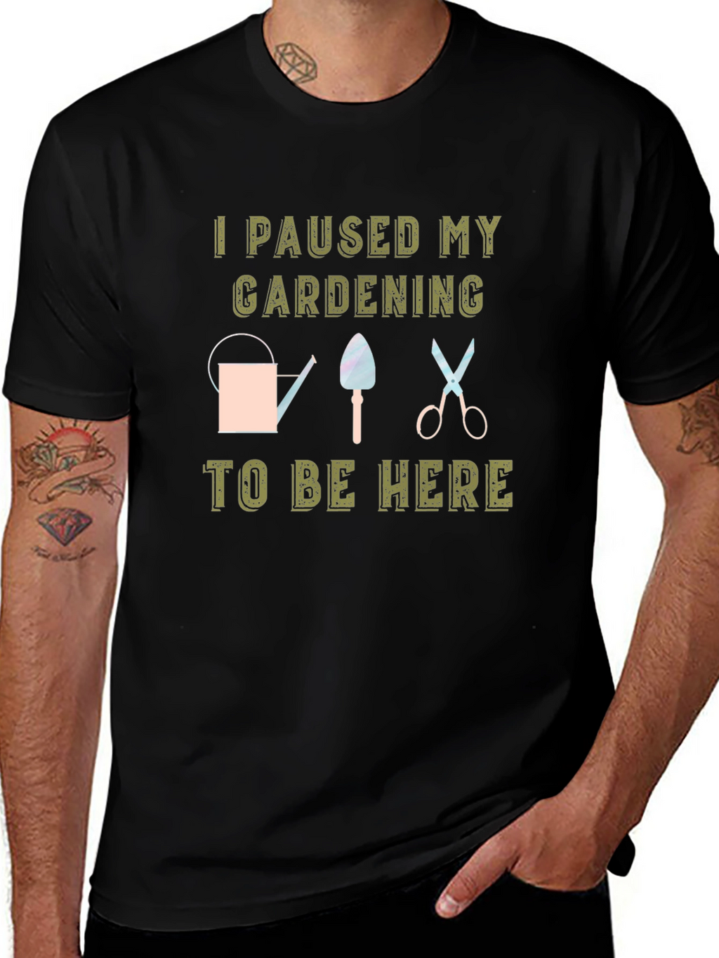 Gardening Pause Black T-Shirt