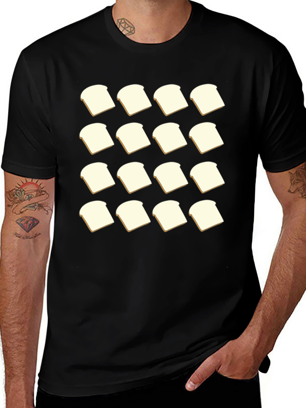Bread Slice Pattern T-Shirt - Foodie Fashion
