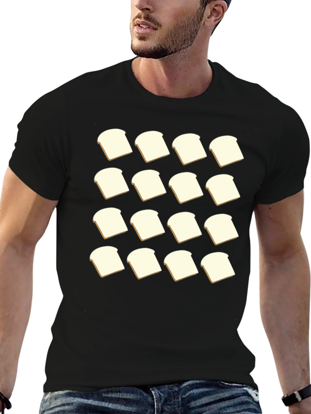 Bread Slice Pattern T-Shirt - Foodie Fashion