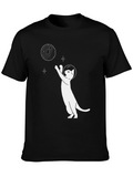 Astronaut Cat Reaching for the Moon Graphic Tee