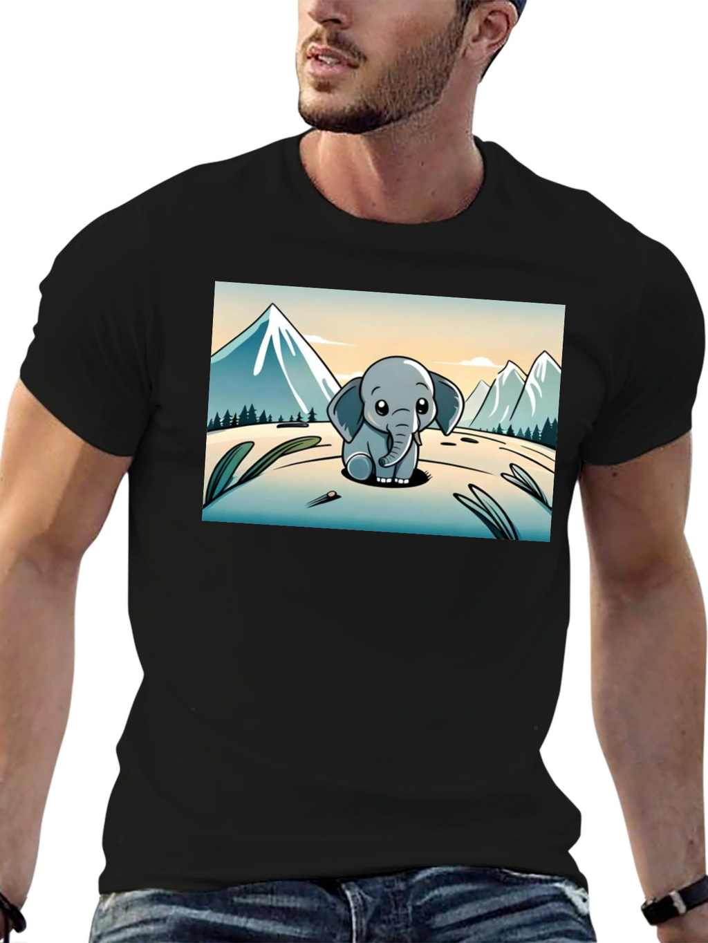 Cute Elephant Cartoon Graphic Tee