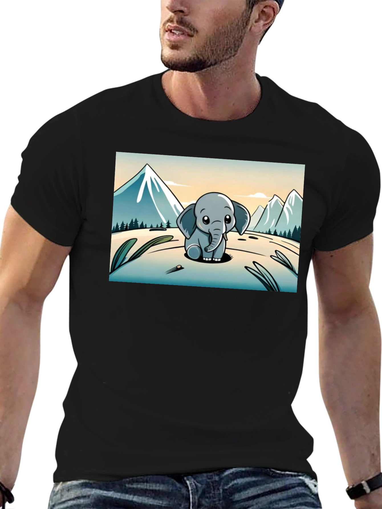 Cute Elephant Cartoon Graphic Tee