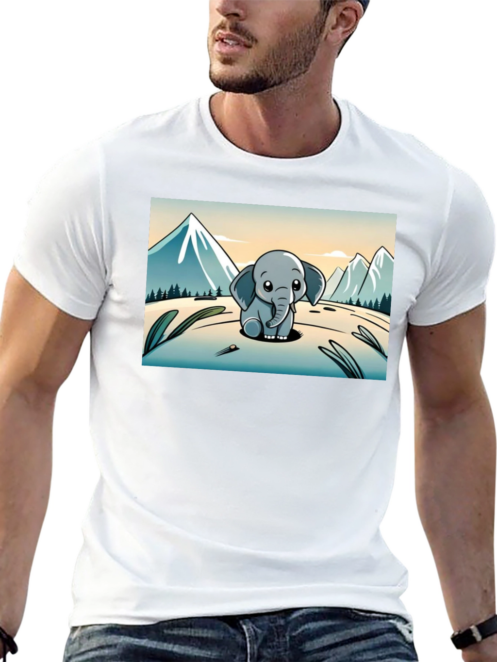 Cute Elephant Cartoon Graphic Tee