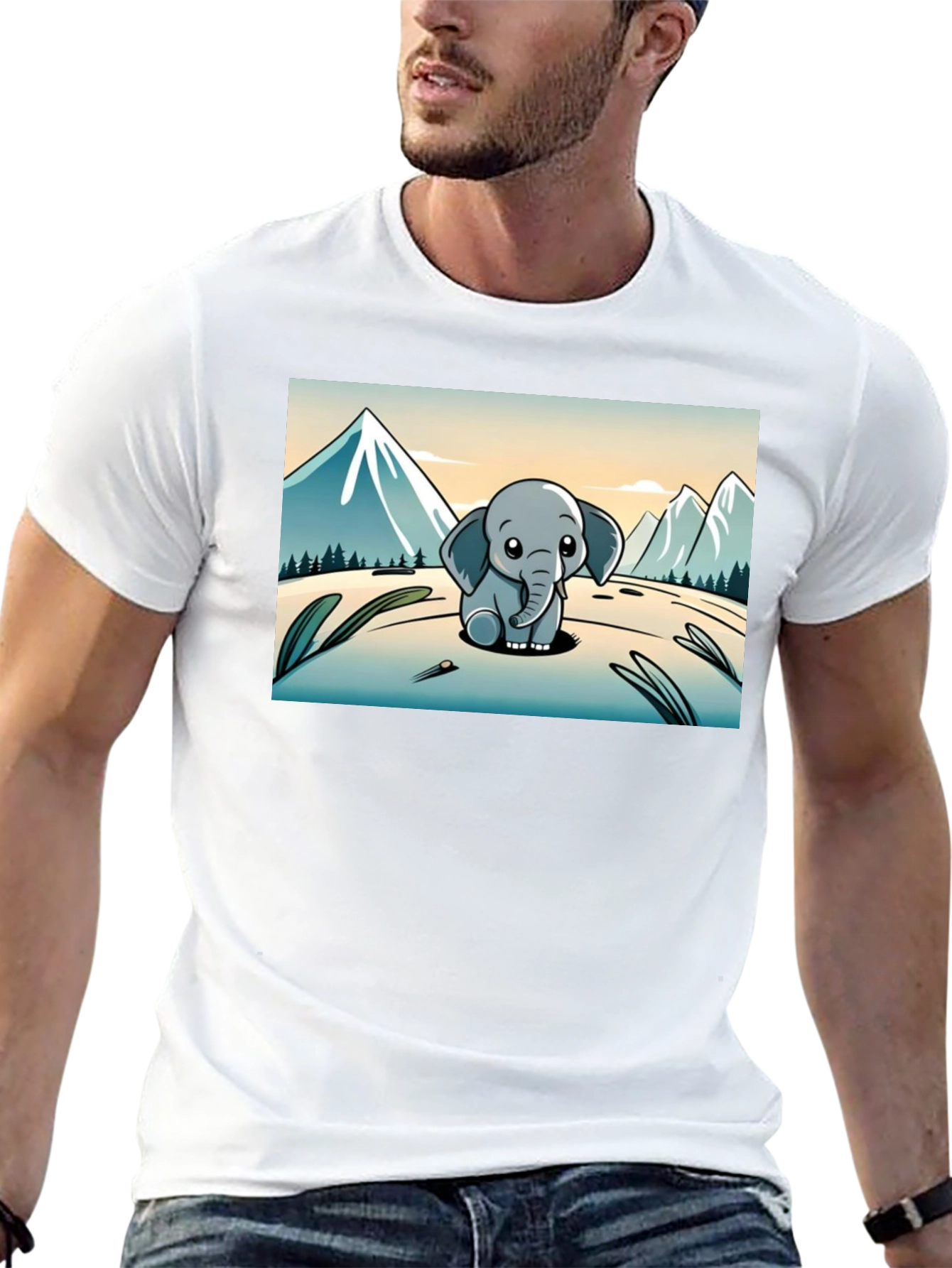 Cute Elephant Cartoon Graphic Tee