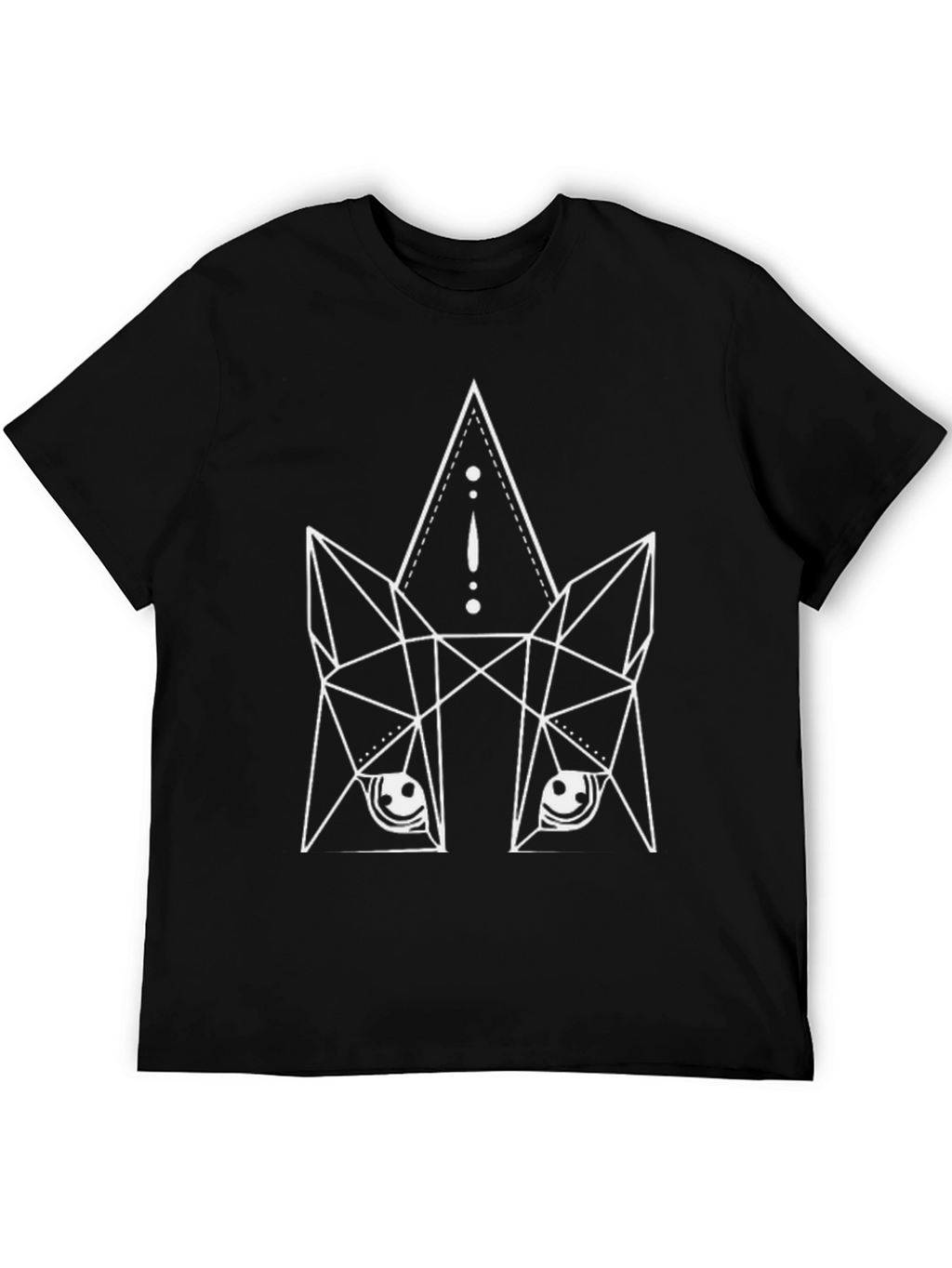 Geometric Wolf Graphic Print Black T-Shirt