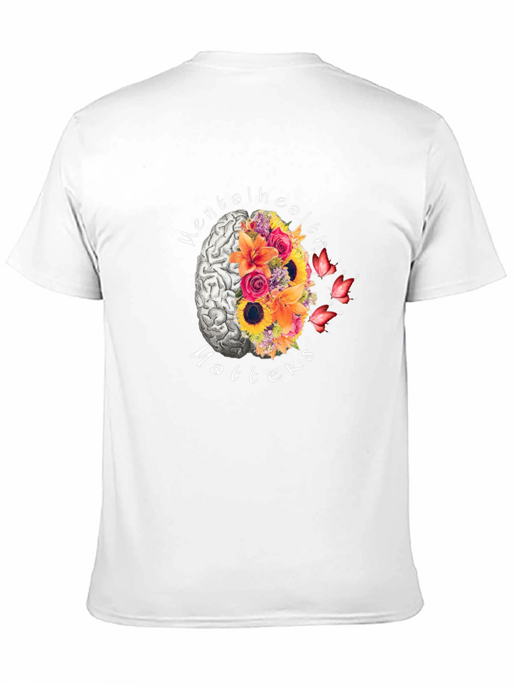 Mental Health Matters Brain & Flower Graphic T-Shirt