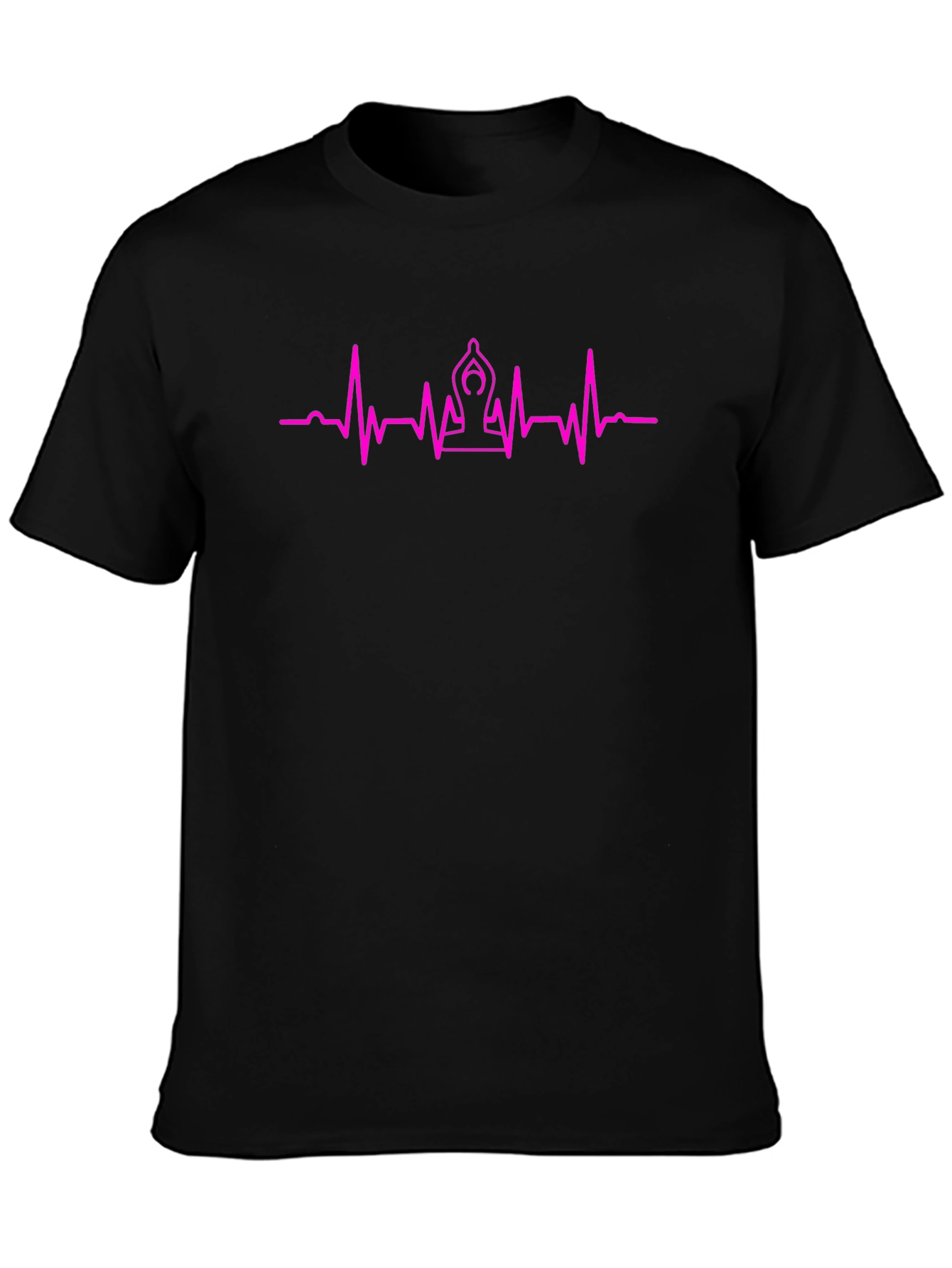 Yoga Heartbeat Graphic Tee - Black Cotton T-Shirt
