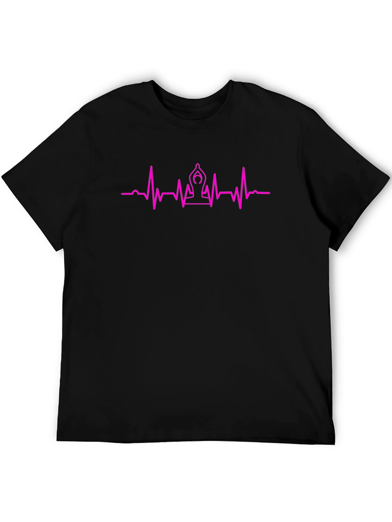 Yoga Heartbeat Graphic Tee - Black Cotton T-Shirt
