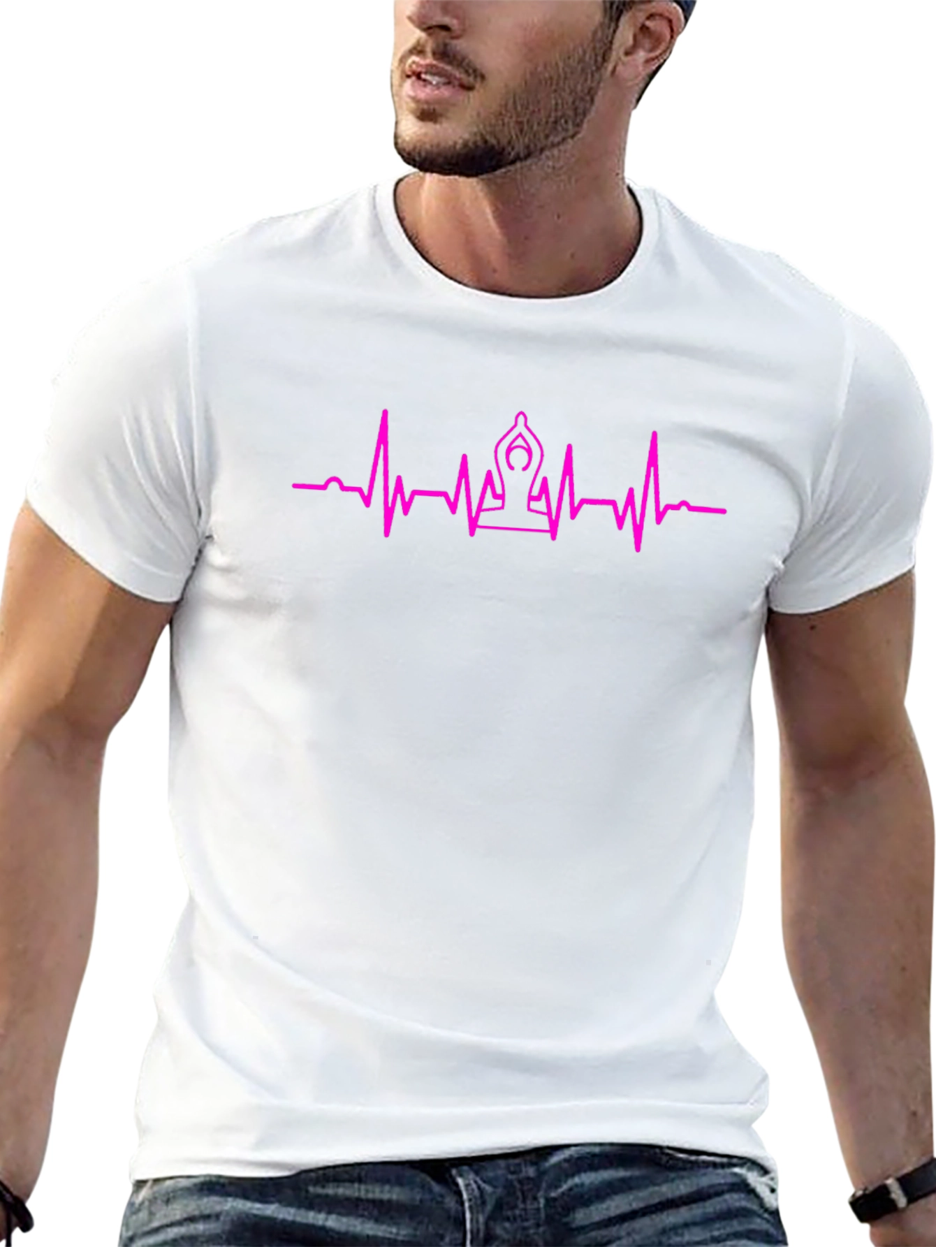 Yoga Heartbeat Graphic Tee - Black Cotton T-Shirt