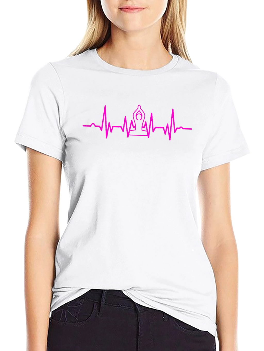 Yoga Heartbeat Graphic Tee - Black Cotton T-Shirt
