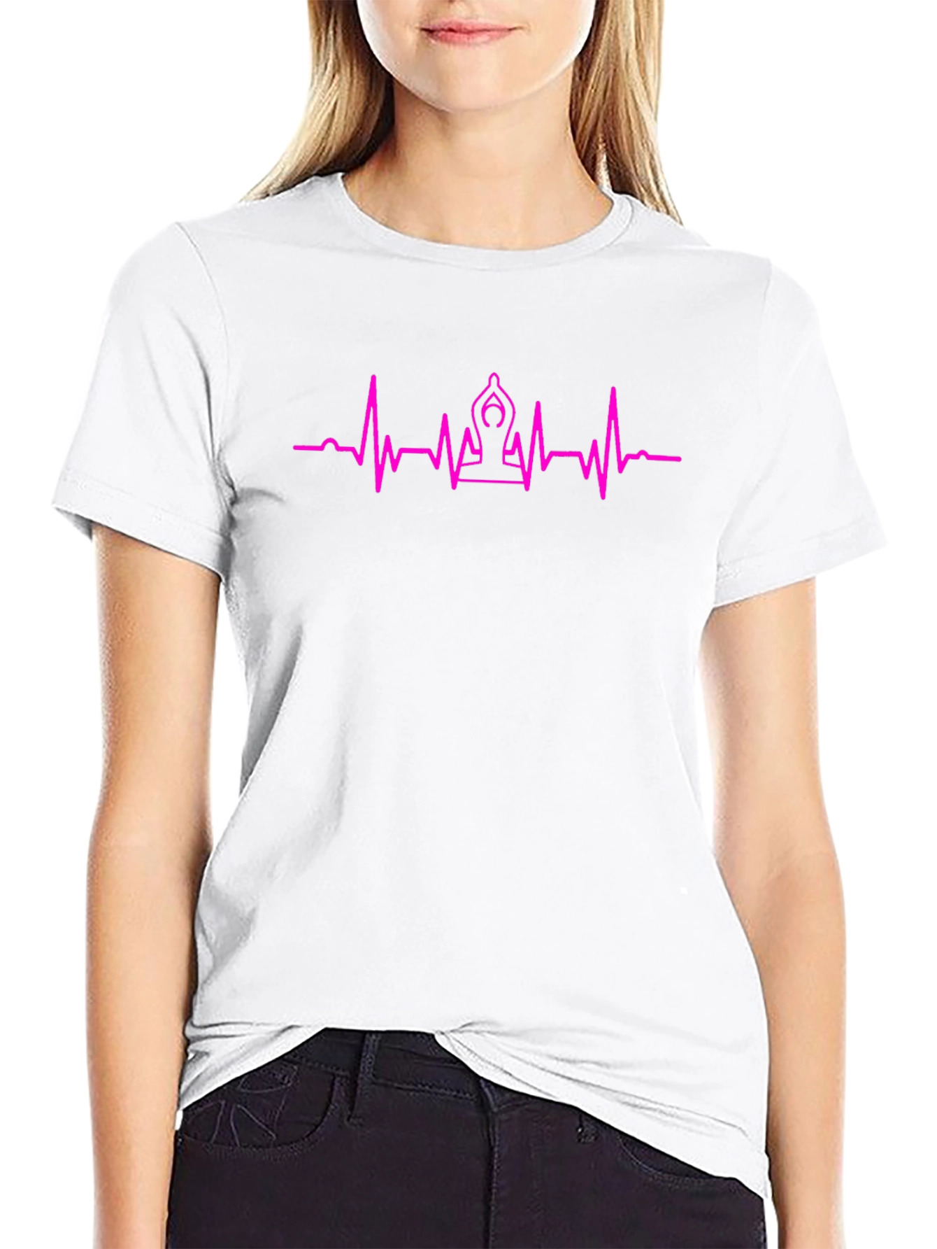 Yoga Heartbeat Graphic Tee - Black Cotton T-Shirt