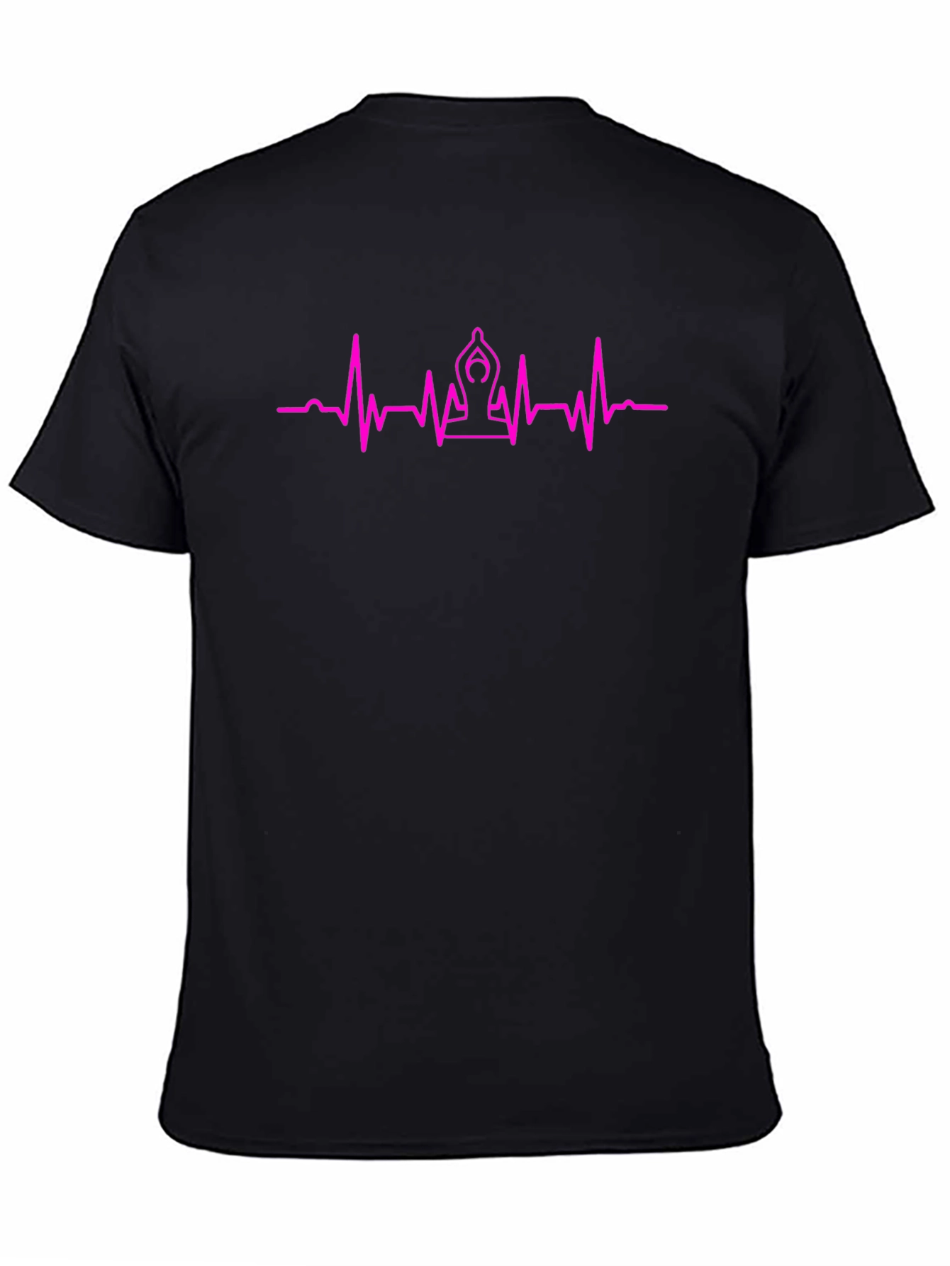 Yoga Heartbeat Graphic Tee - Black Cotton T-Shirt