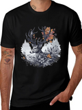 Deer Floral Graphic Tee - Black