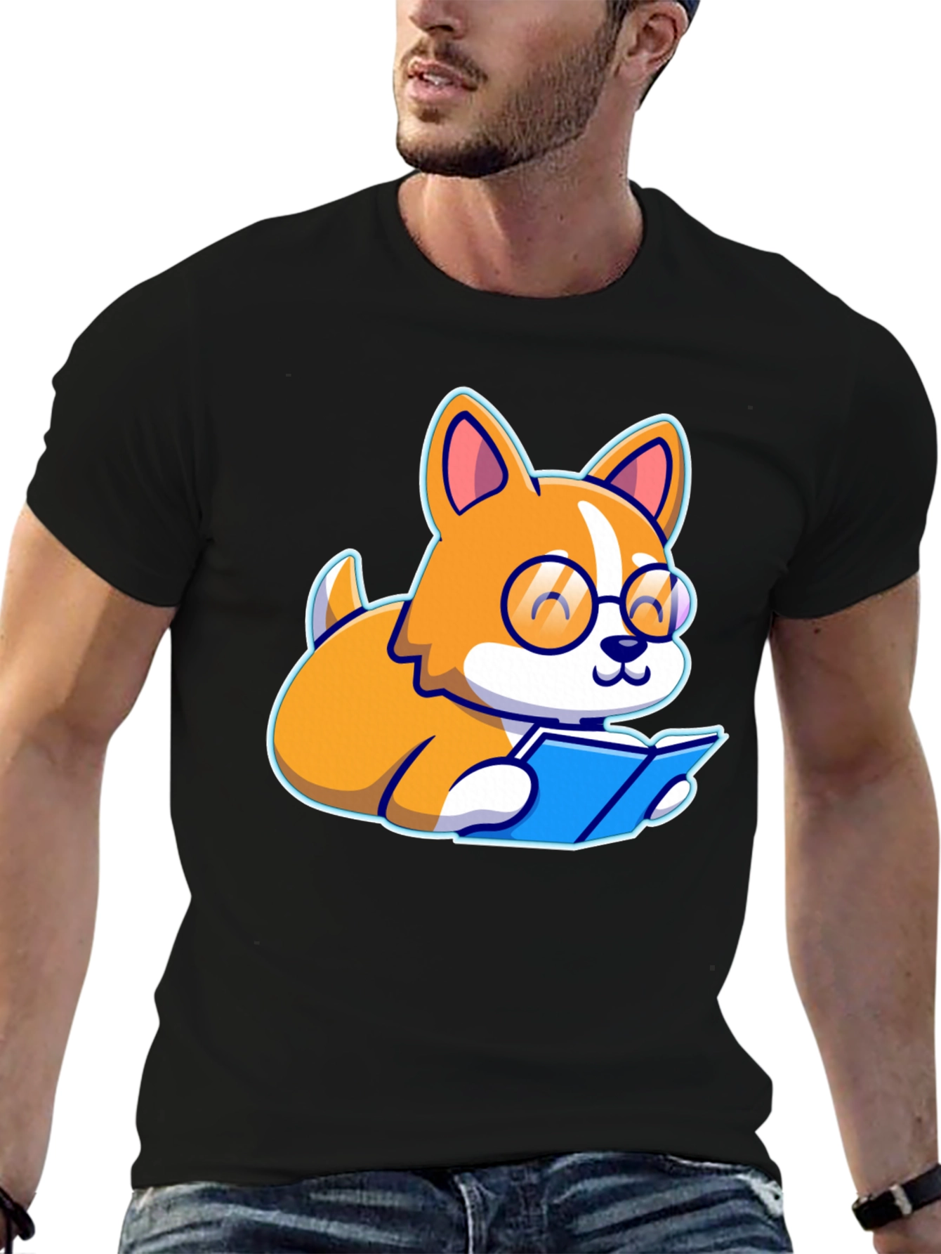 Bookworm Corgi Graphic Tee