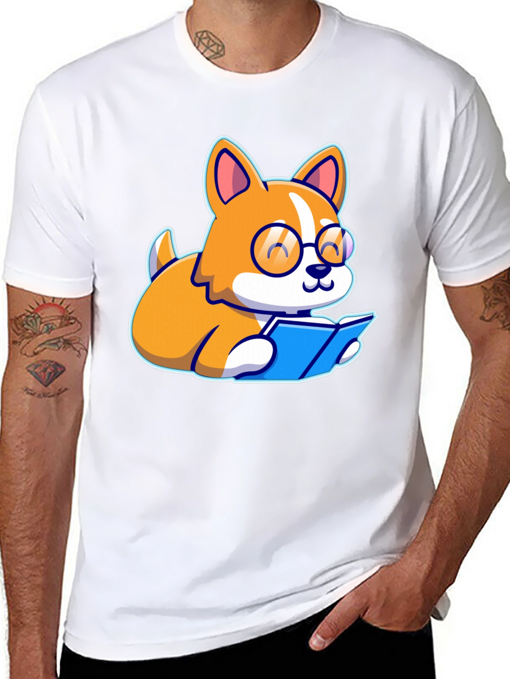 Bookworm Corgi Graphic Tee