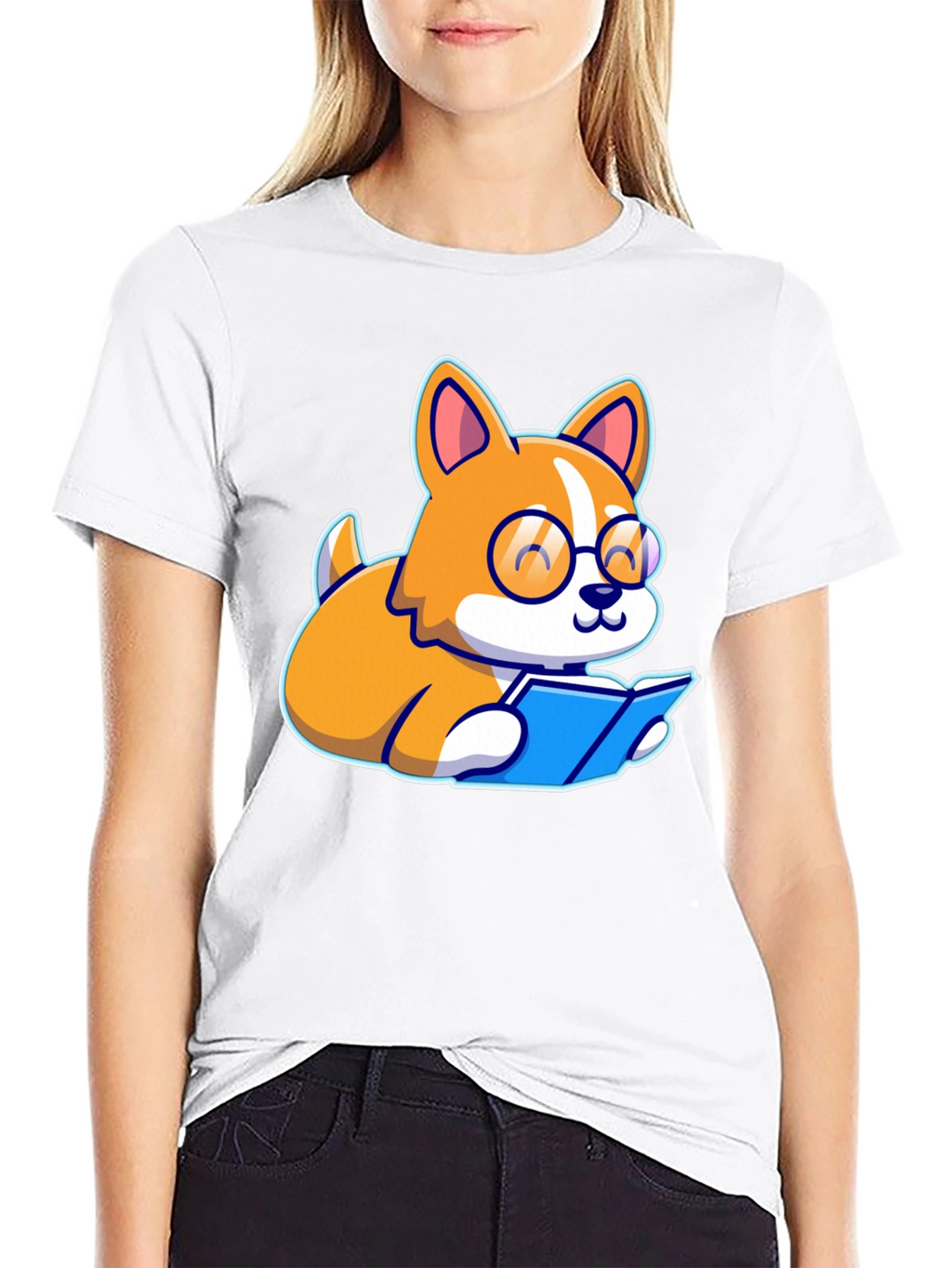 Bookworm Corgi Graphic Tee