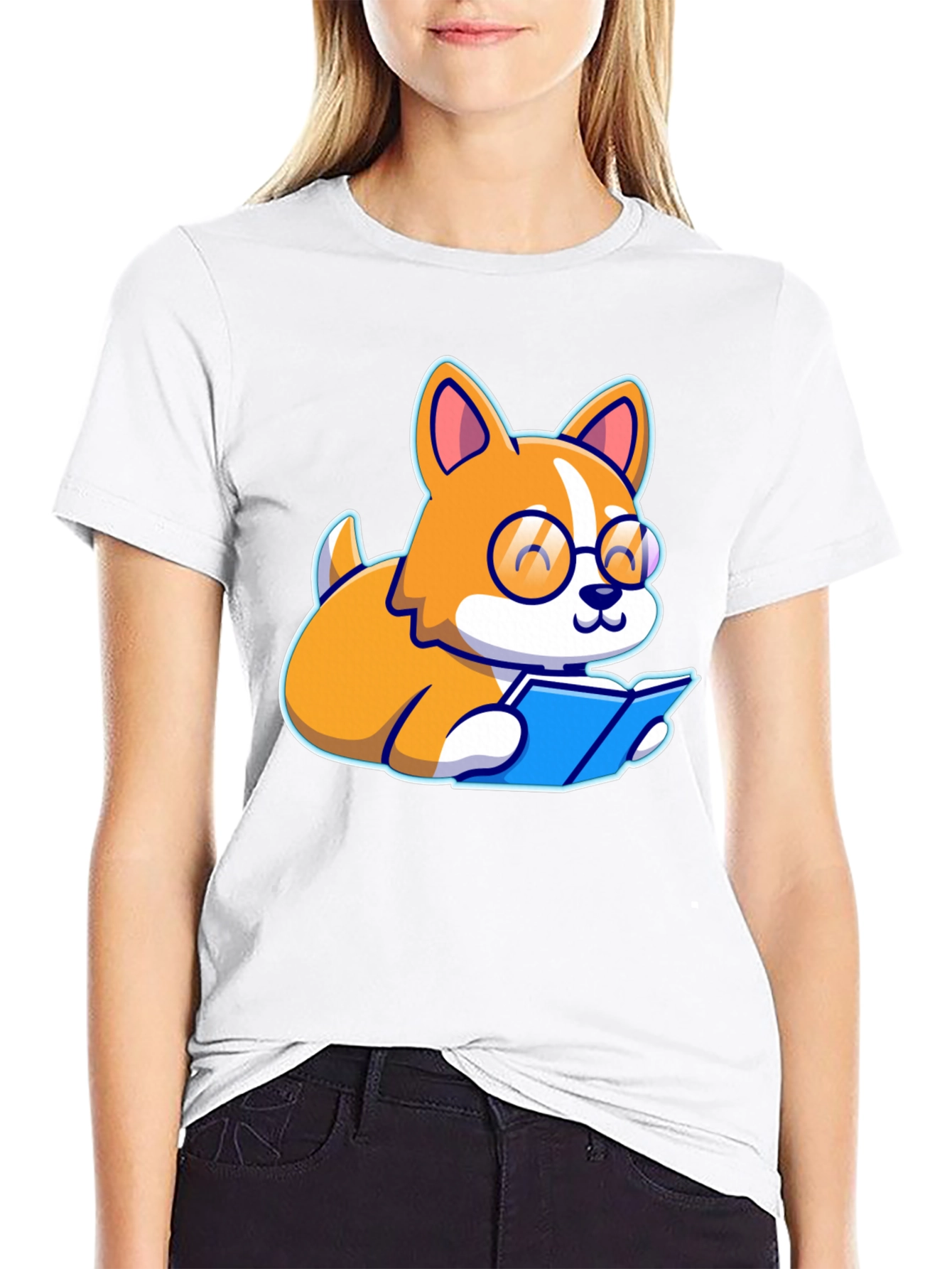 Bookworm Corgi Graphic Tee