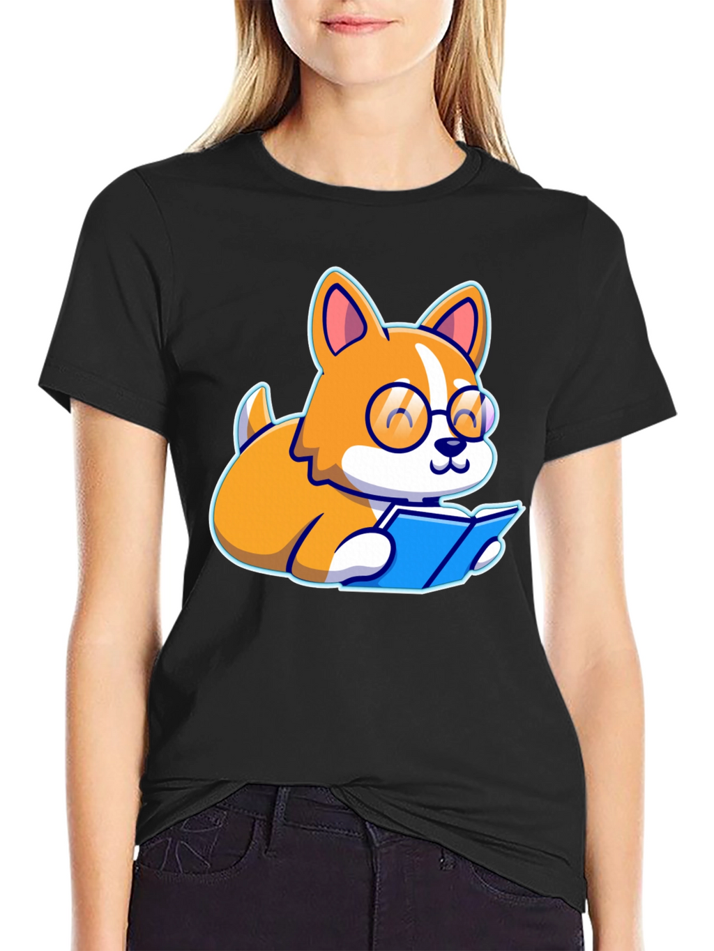 Bookworm Corgi Graphic Tee