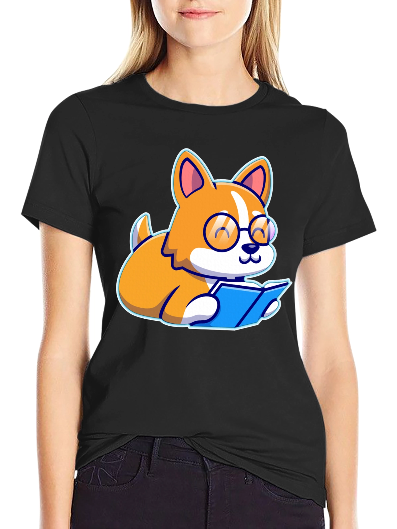 Bookworm Corgi Graphic Tee