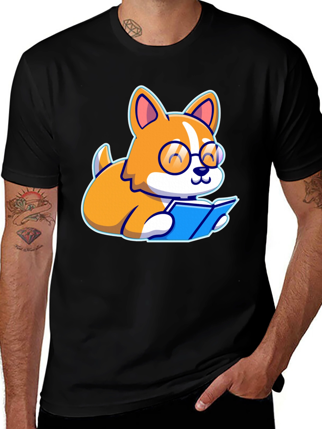 Bookworm Corgi Graphic Tee