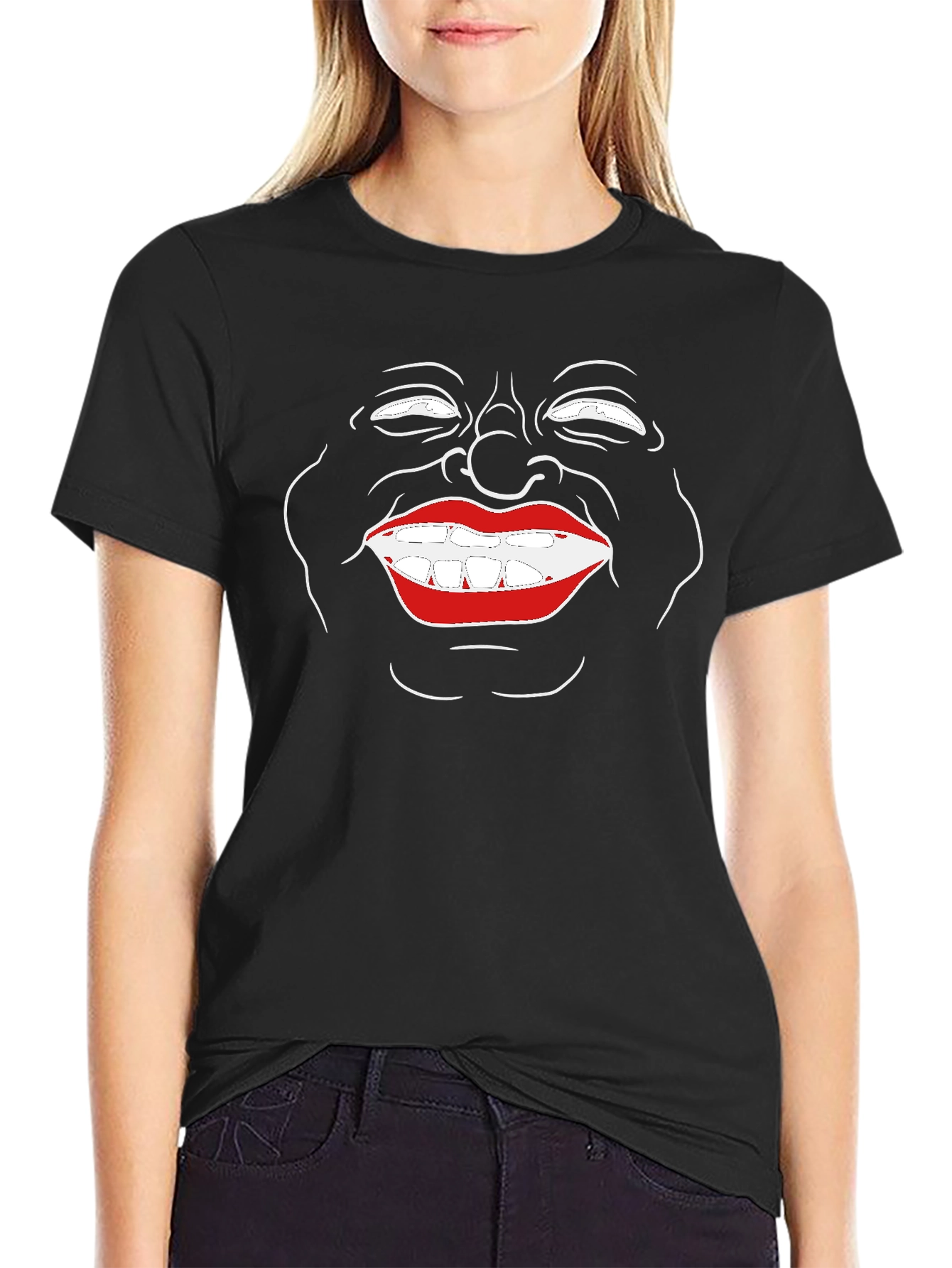 Funny Face Graphic Black T-Shirt