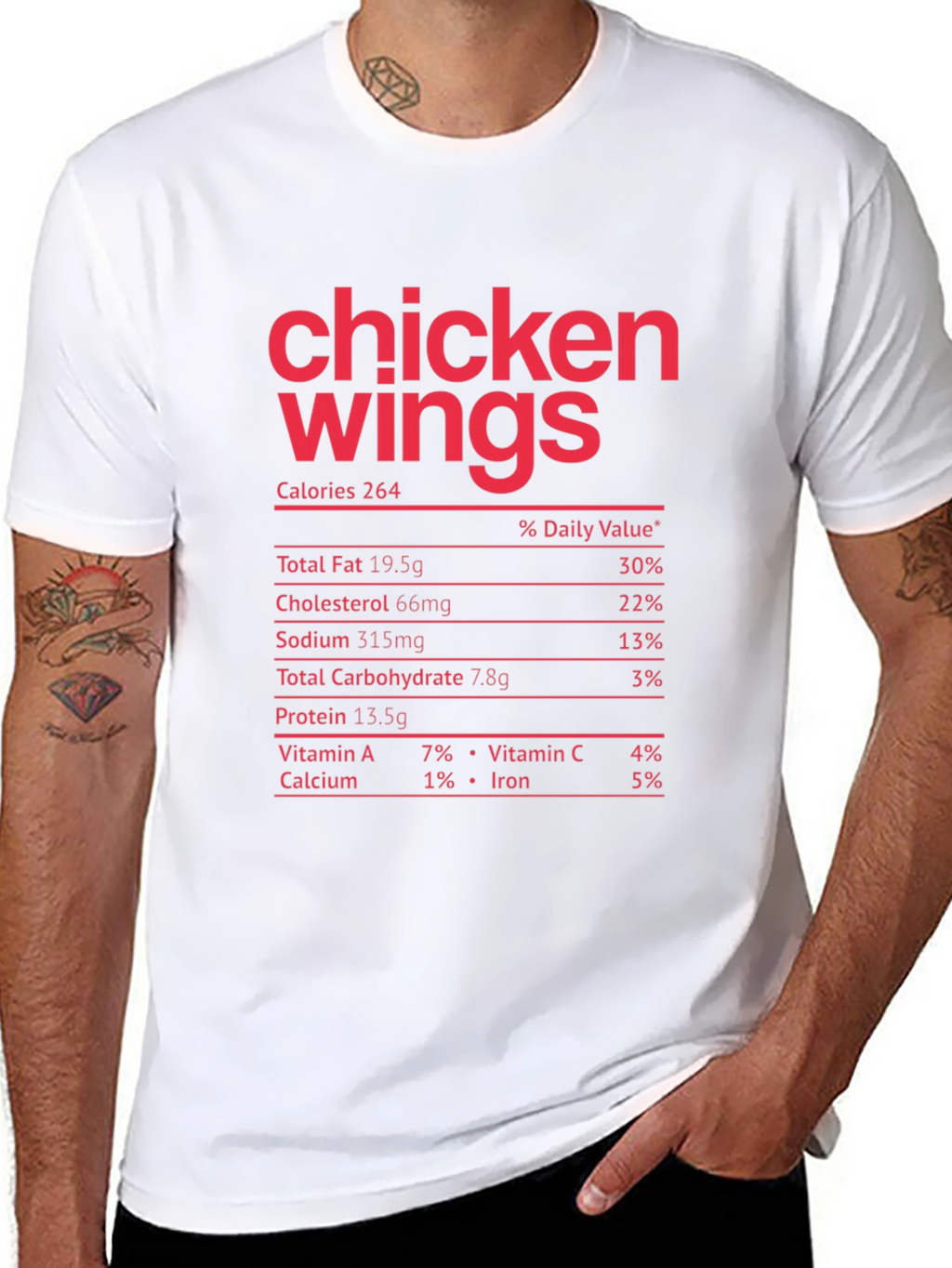 Chicken Wings Nutrition Facts Funny T-Shirt