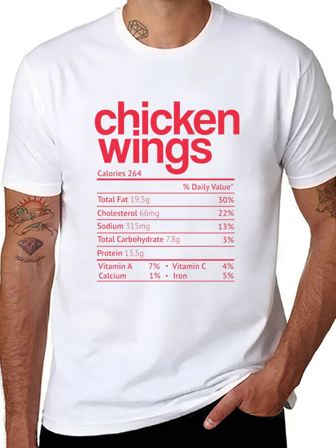 Chicken Wings Nutrition Facts Funny T-Shirt