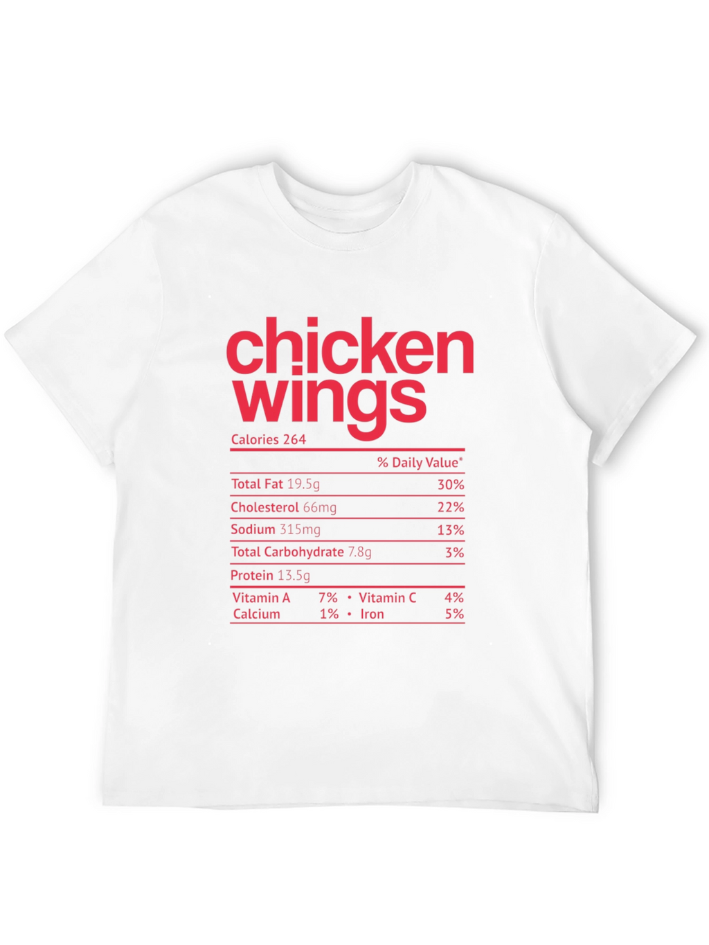 Chicken Wings Nutrition Facts Funny T-Shirt