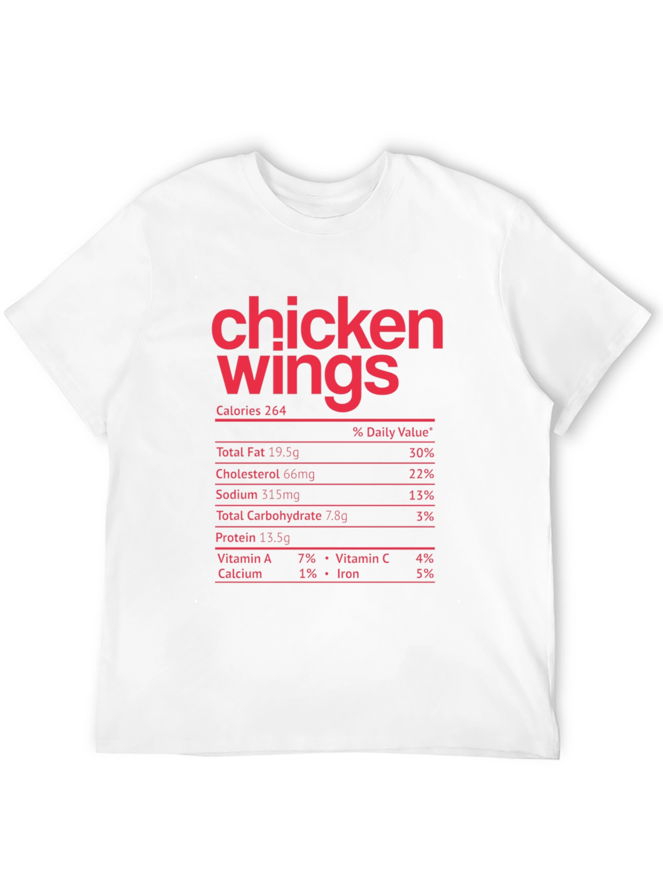 Chicken Wings Nutrition Facts Funny T-Shirt