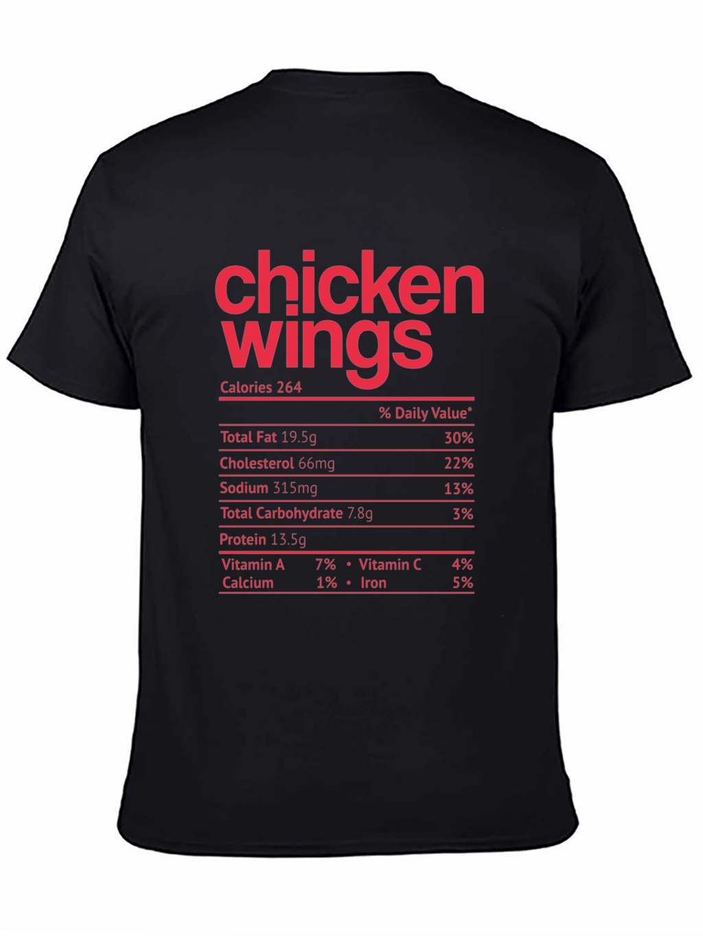 Chicken Wings Nutrition Facts Funny T-Shirt