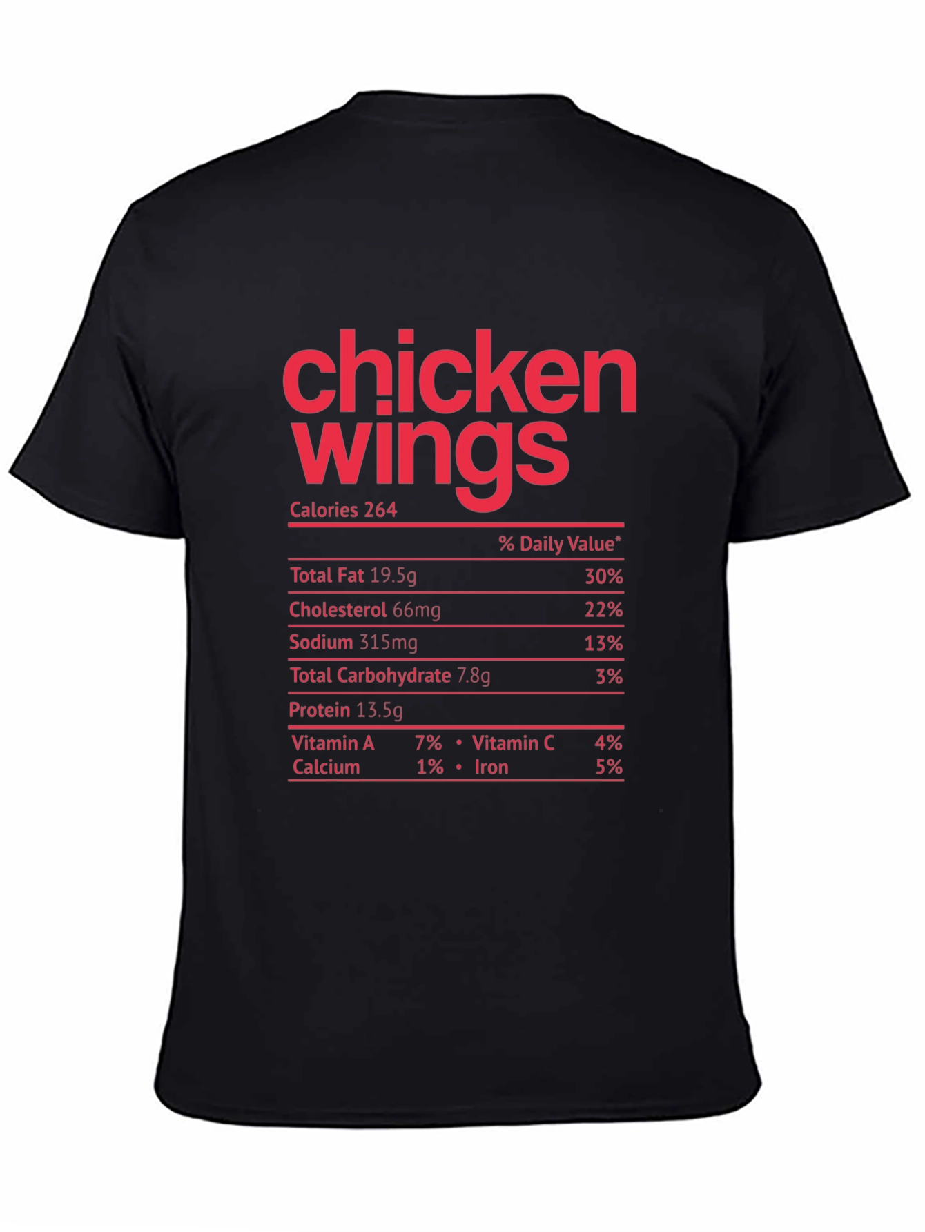Chicken Wings Nutrition Facts Funny T-Shirt