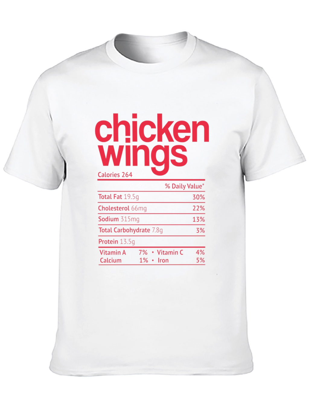 Chicken Wings Nutrition Facts Funny T-Shirt