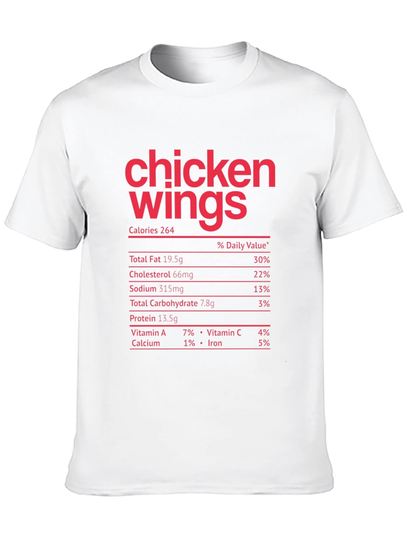 Chicken Wings Nutrition Facts Funny T-Shirt