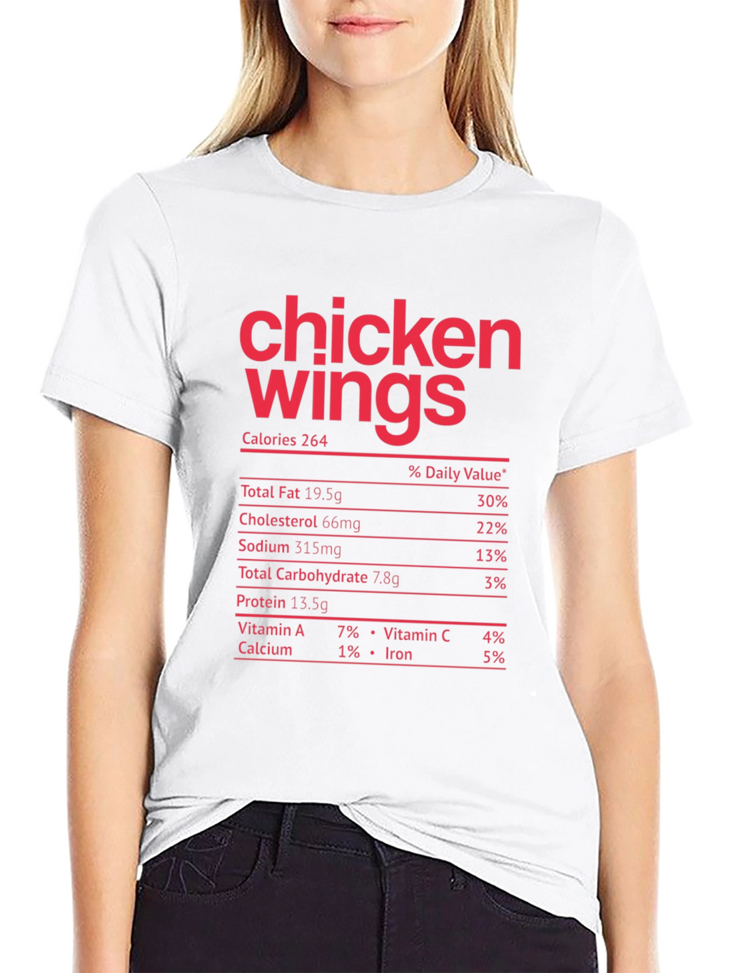 Chicken Wings Nutrition Facts Funny T-Shirt