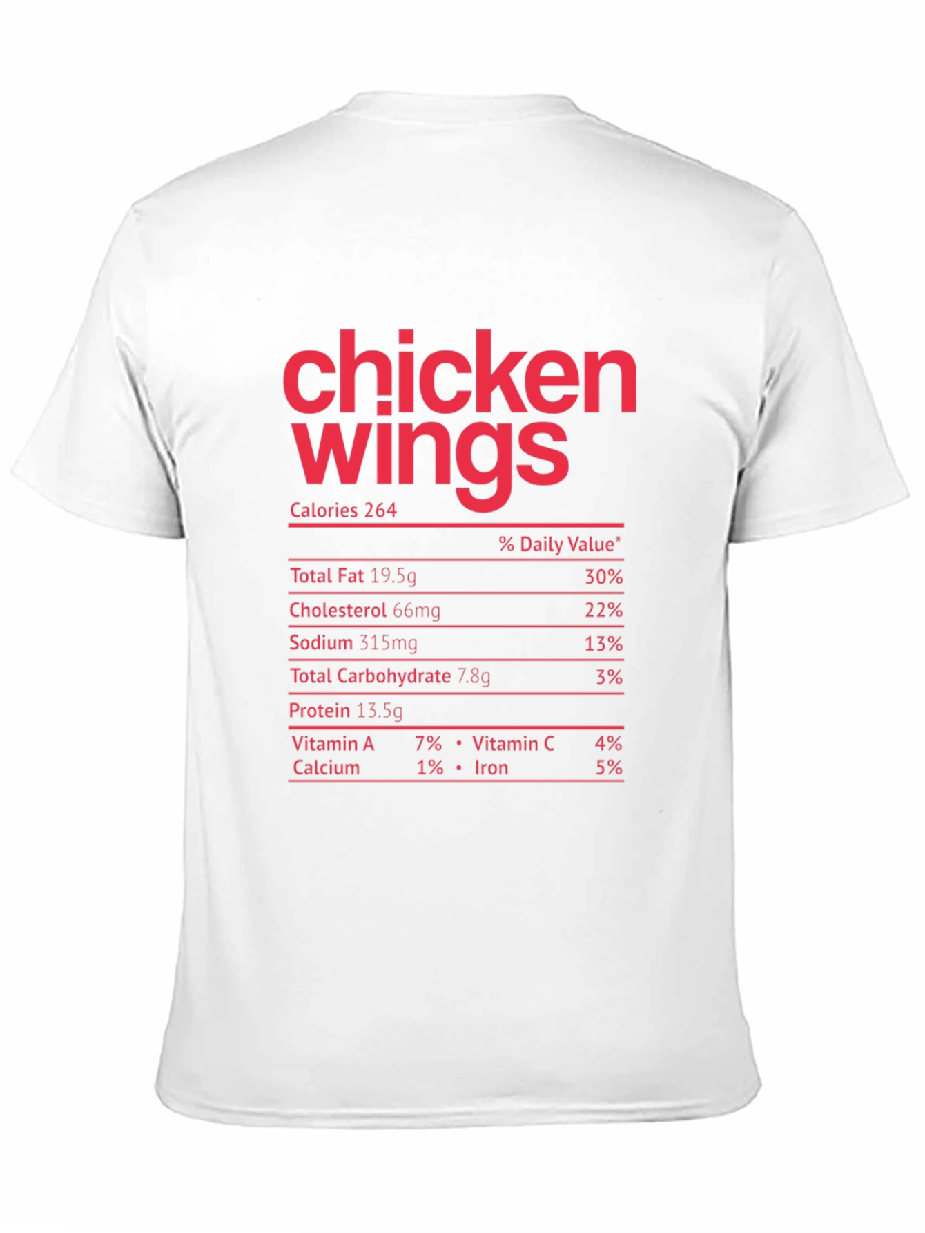 Chicken Wings Nutrition Facts Funny T-Shirt