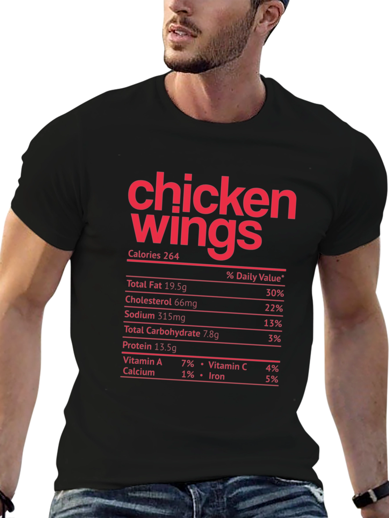 Chicken Wings Nutrition Facts Funny T-Shirt
