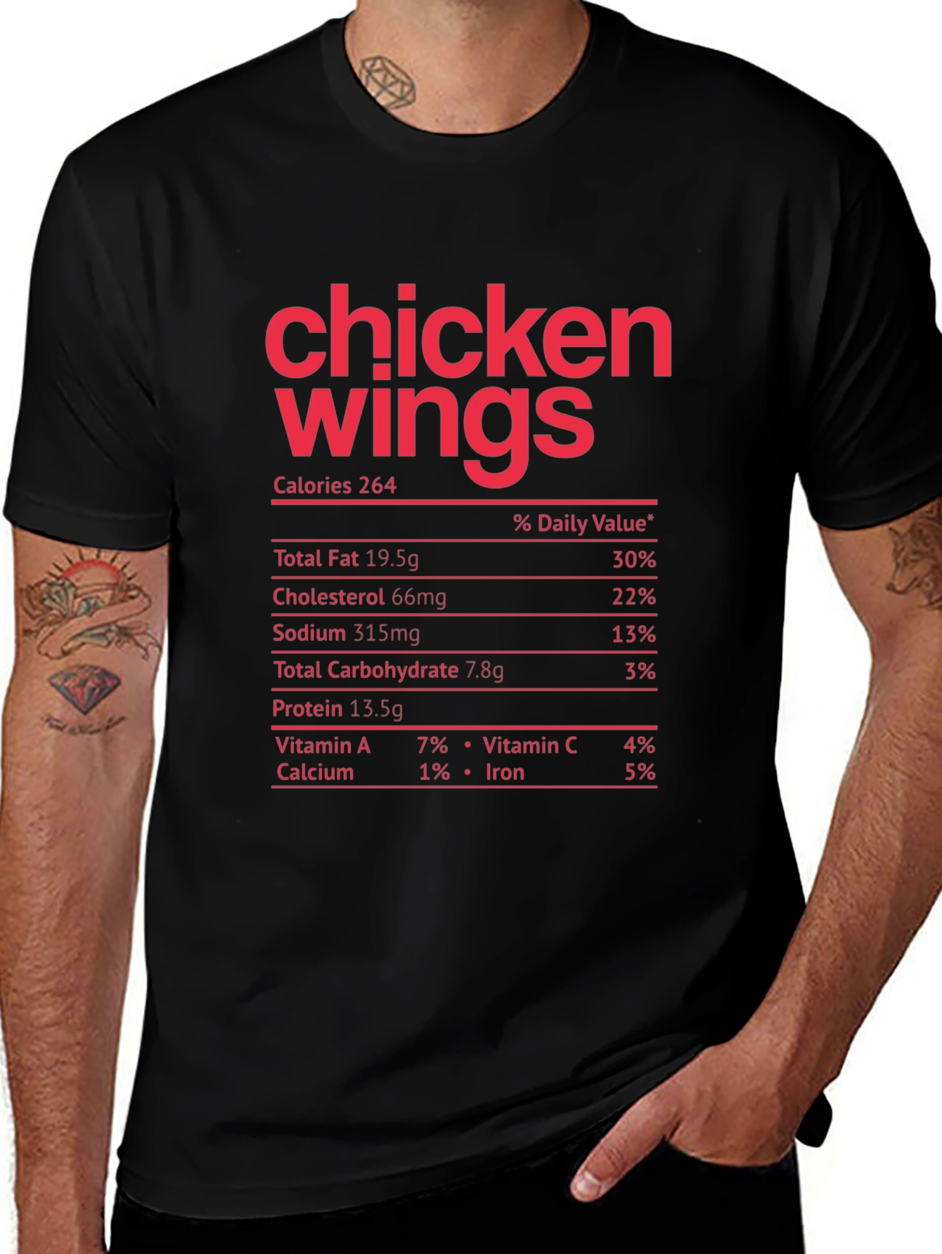 Chicken Wings Nutrition Facts Funny T-Shirt