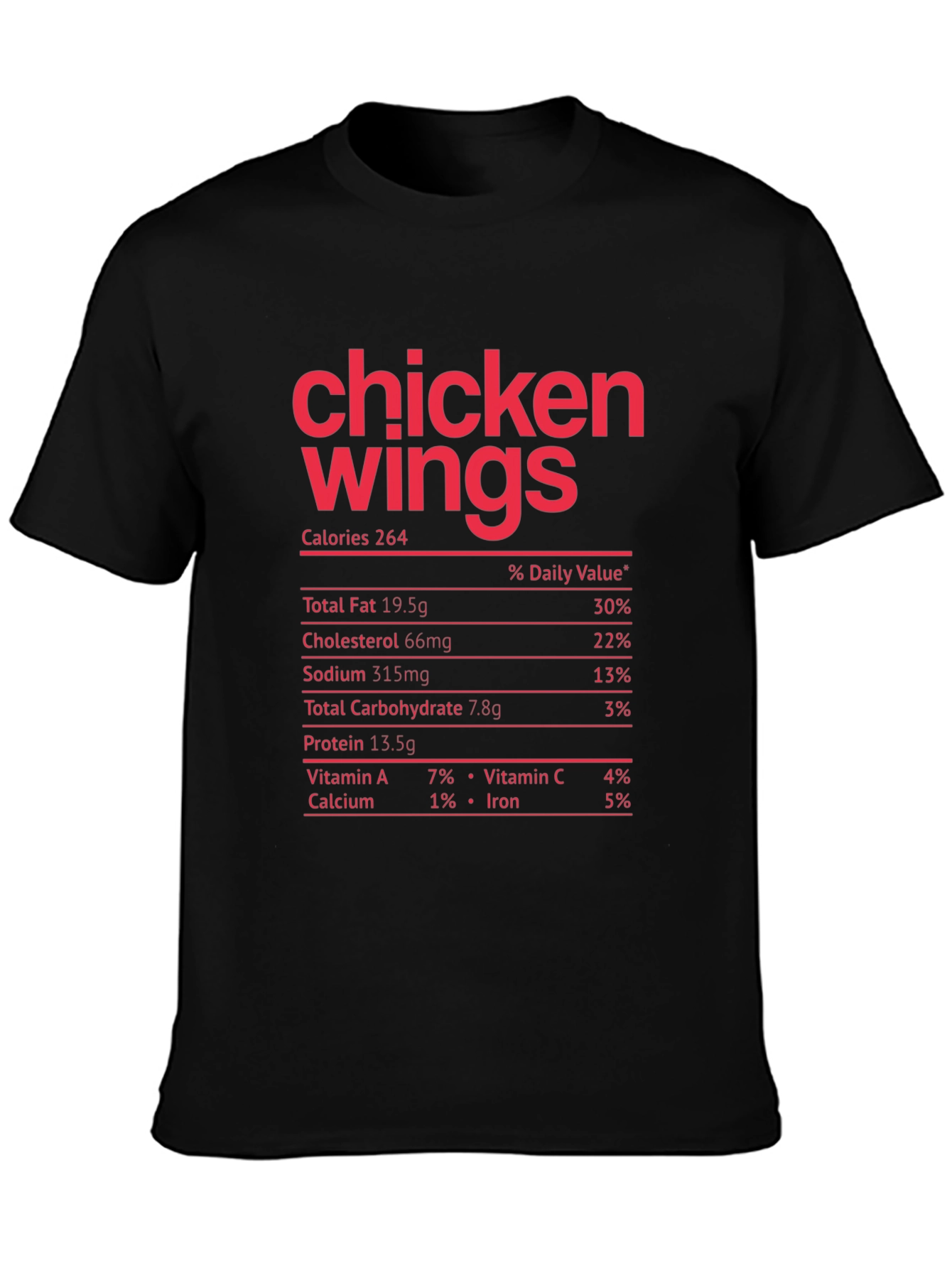 Chicken Wings Nutrition Facts Funny T-Shirt