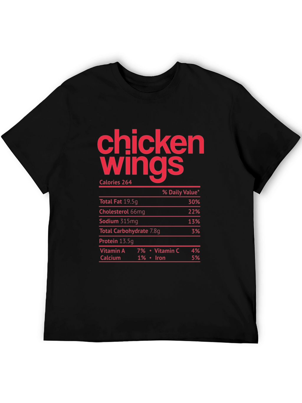 Chicken Wings Nutrition Facts Funny T-Shirt