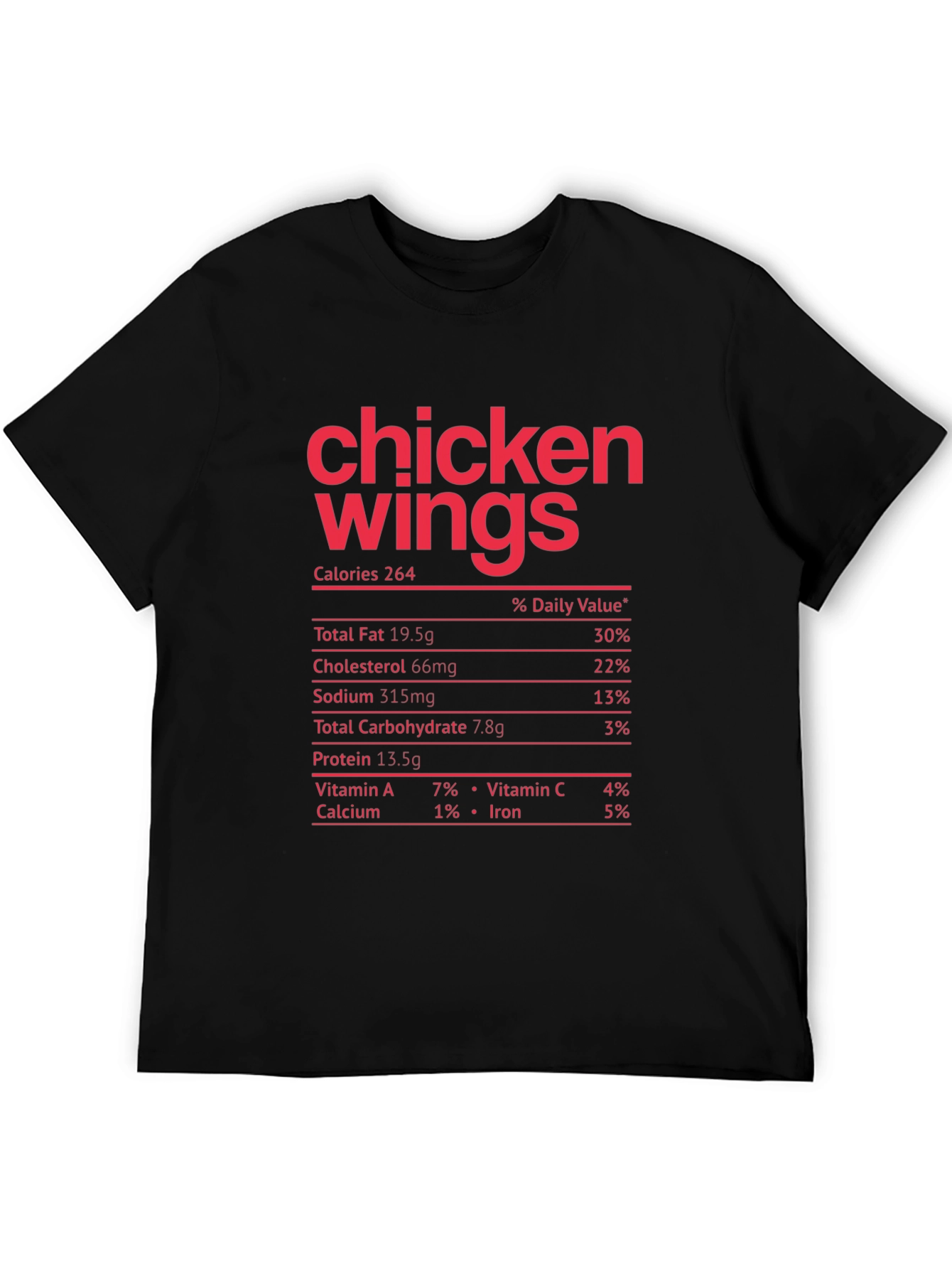 Chicken Wings Nutrition Facts Funny T-Shirt