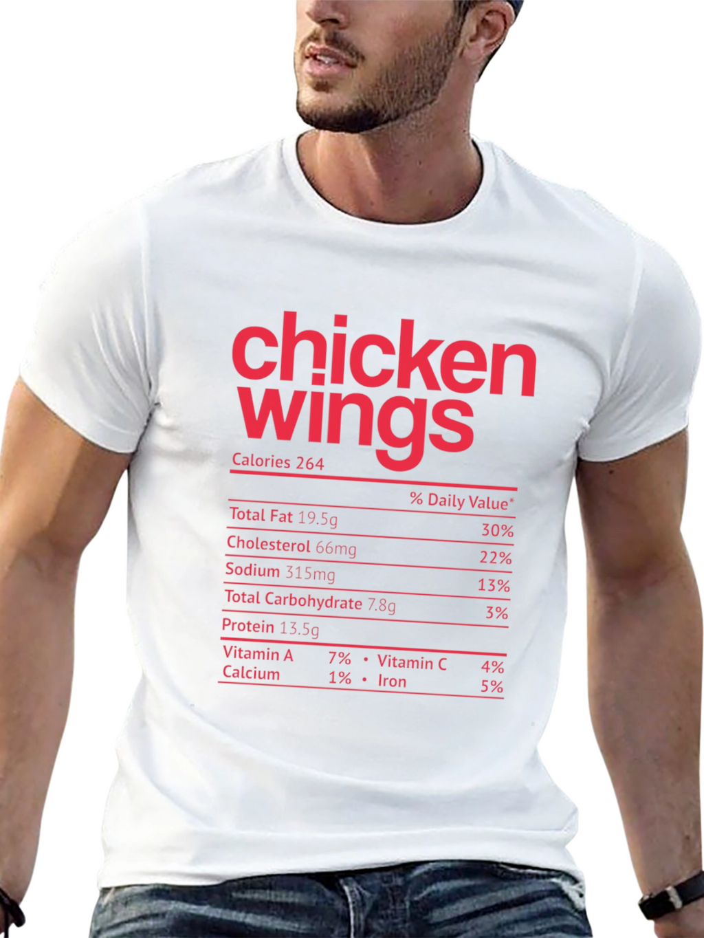 Chicken Wings Nutrition Facts Funny T-Shirt