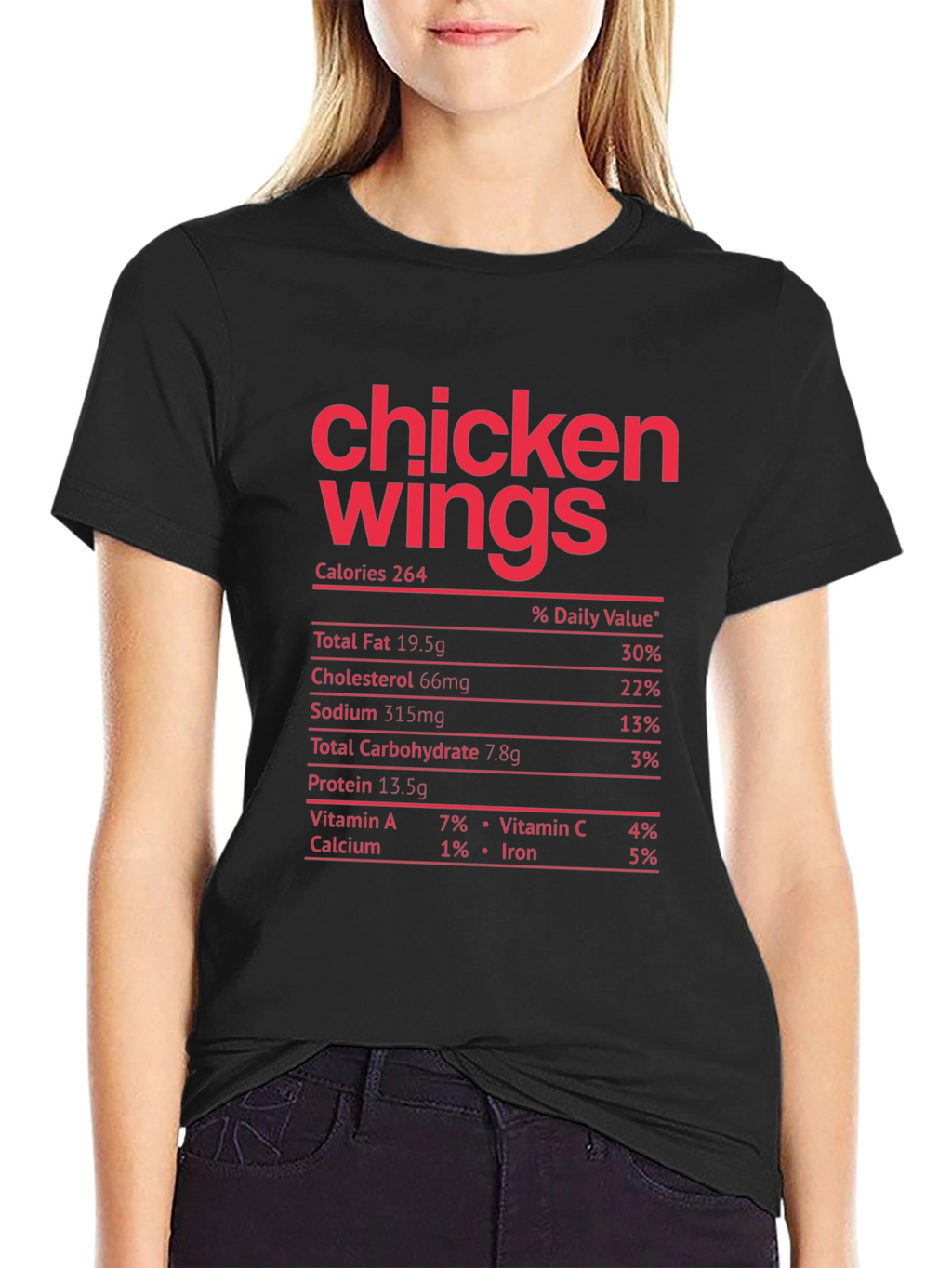 Chicken Wings Nutrition Facts Funny T-Shirt
